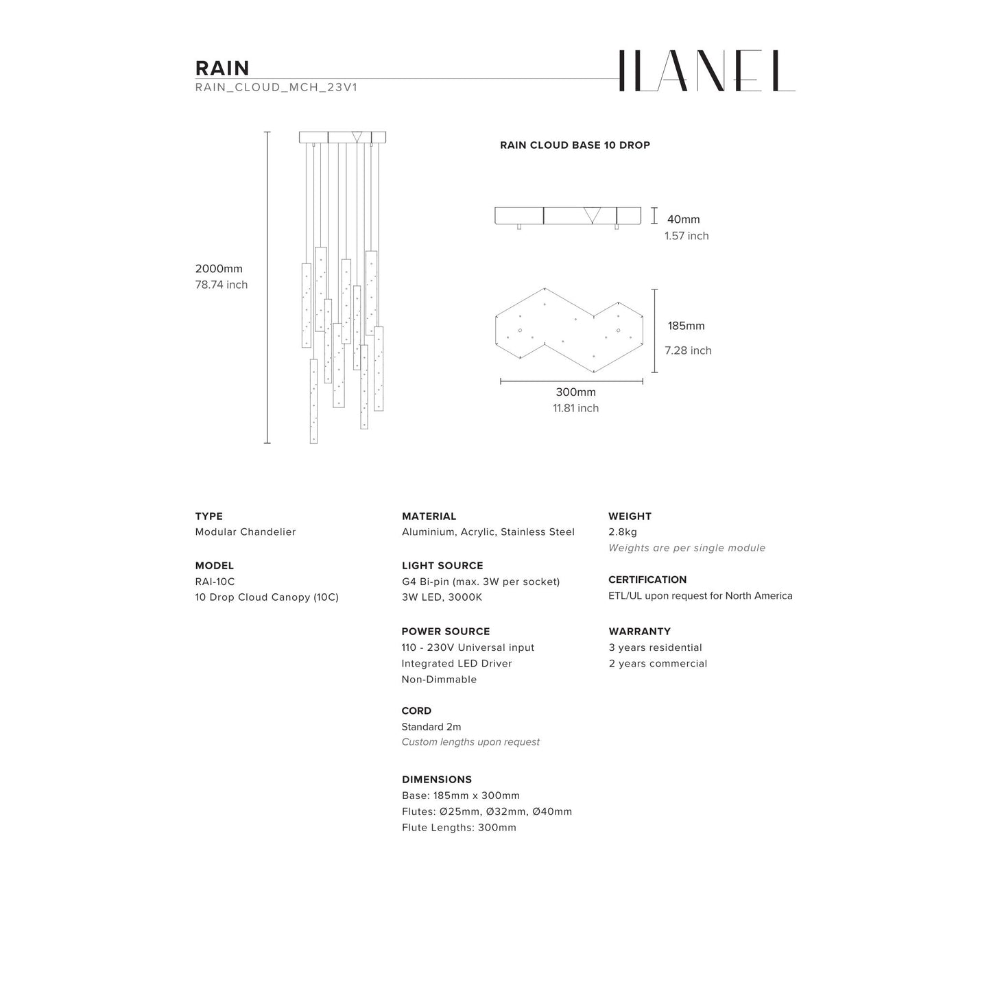 Rain Multi Drop Pendant Light
