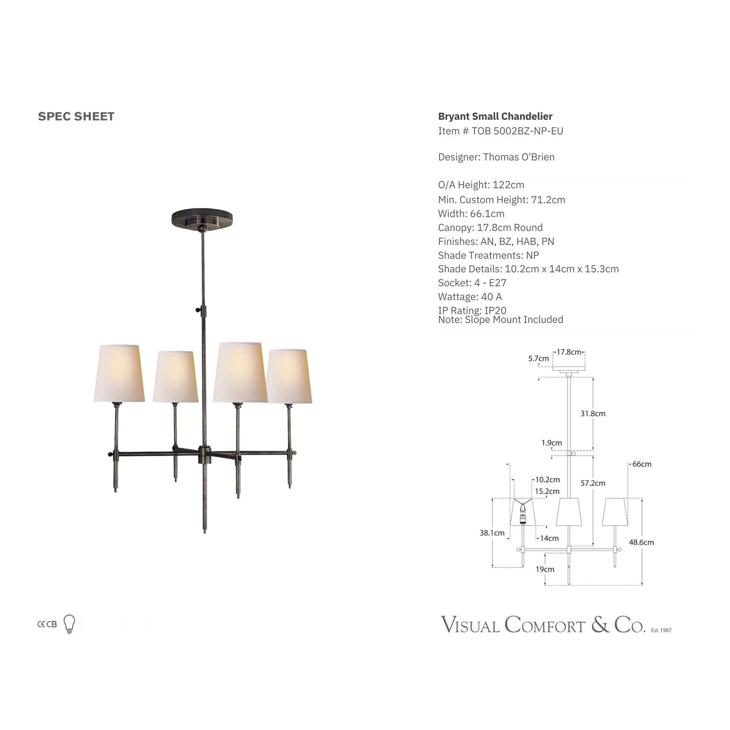 Thomas O'Brien Bryant Small Chandelier - Bronze Pendant Light Bloomingdales Lighting