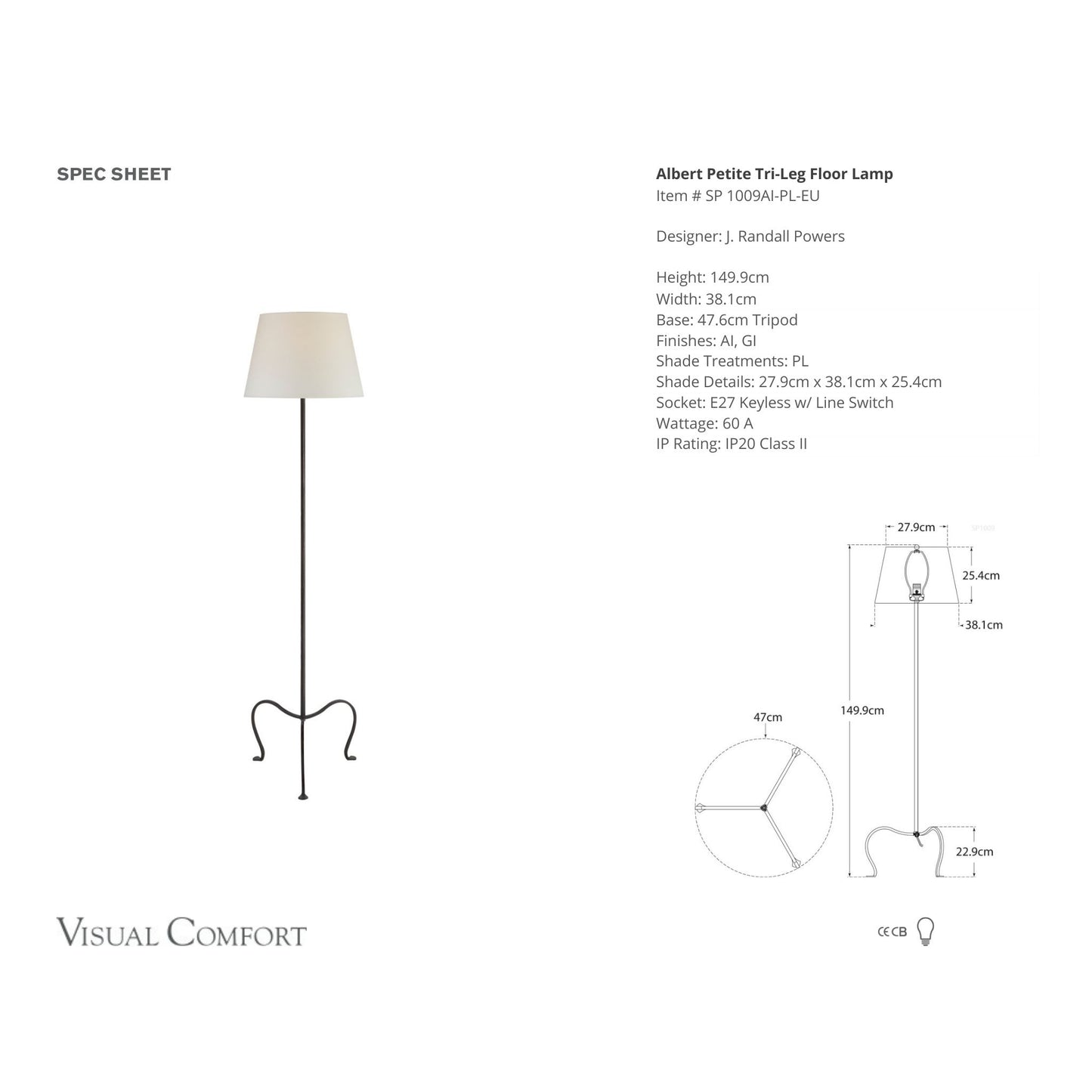 J. Randall Powers Albert Petite Tri-Leg Floor Lamp - Aged Iron Floor Lamp Bloomingdales Lighting