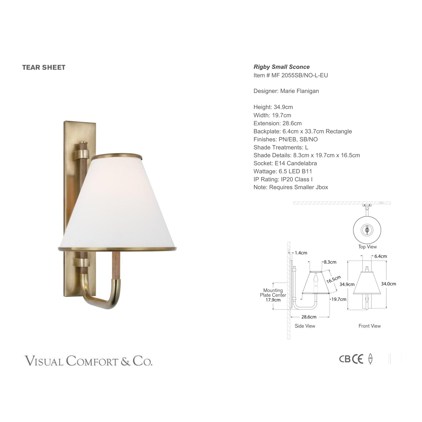 Marie Flanigan Rigby Small Linen Wall Sconce - Brass Wall Light Bloomingdales Lighting