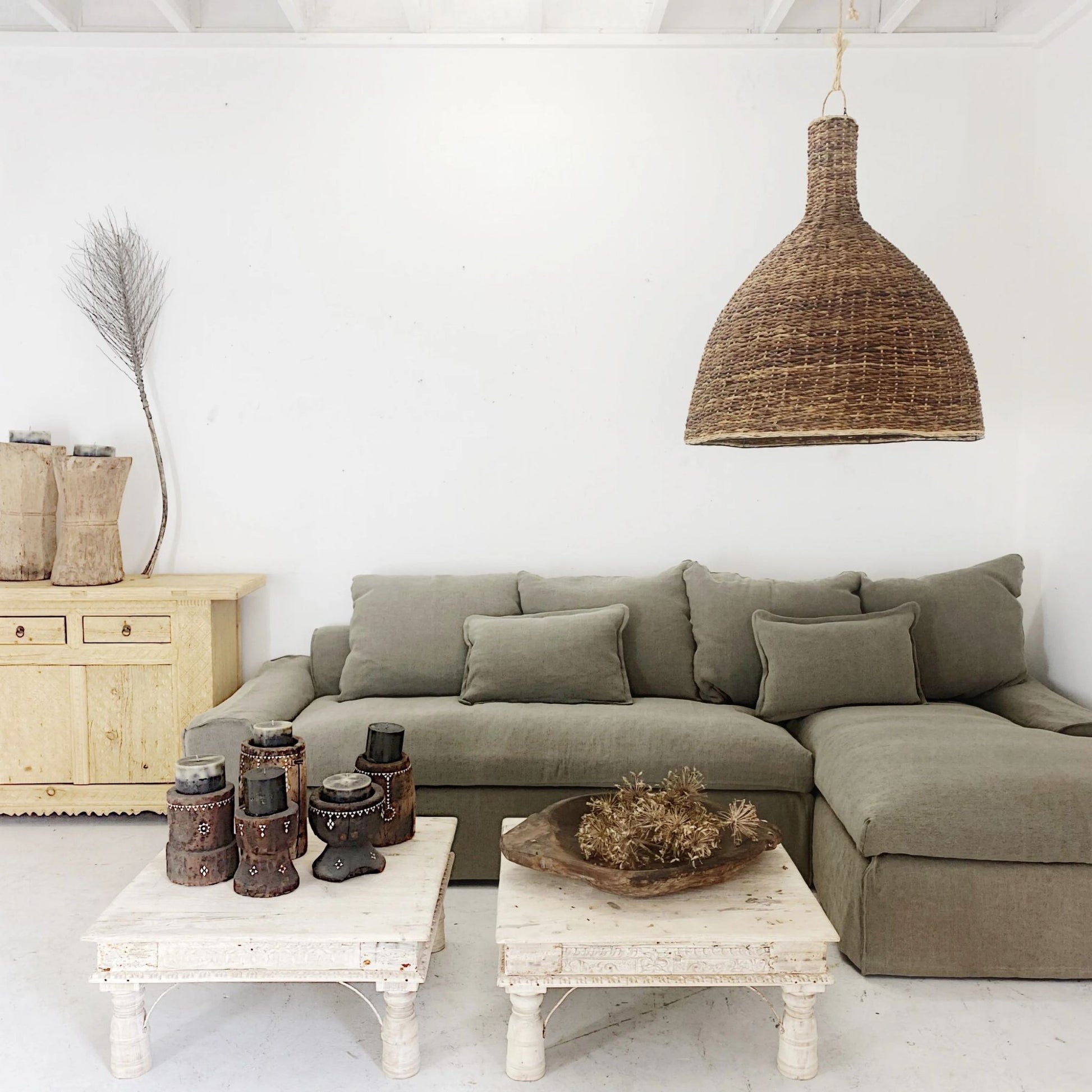 Agung Banana Fibre Dome Pendant Light Pendant Light Bisque Interiors