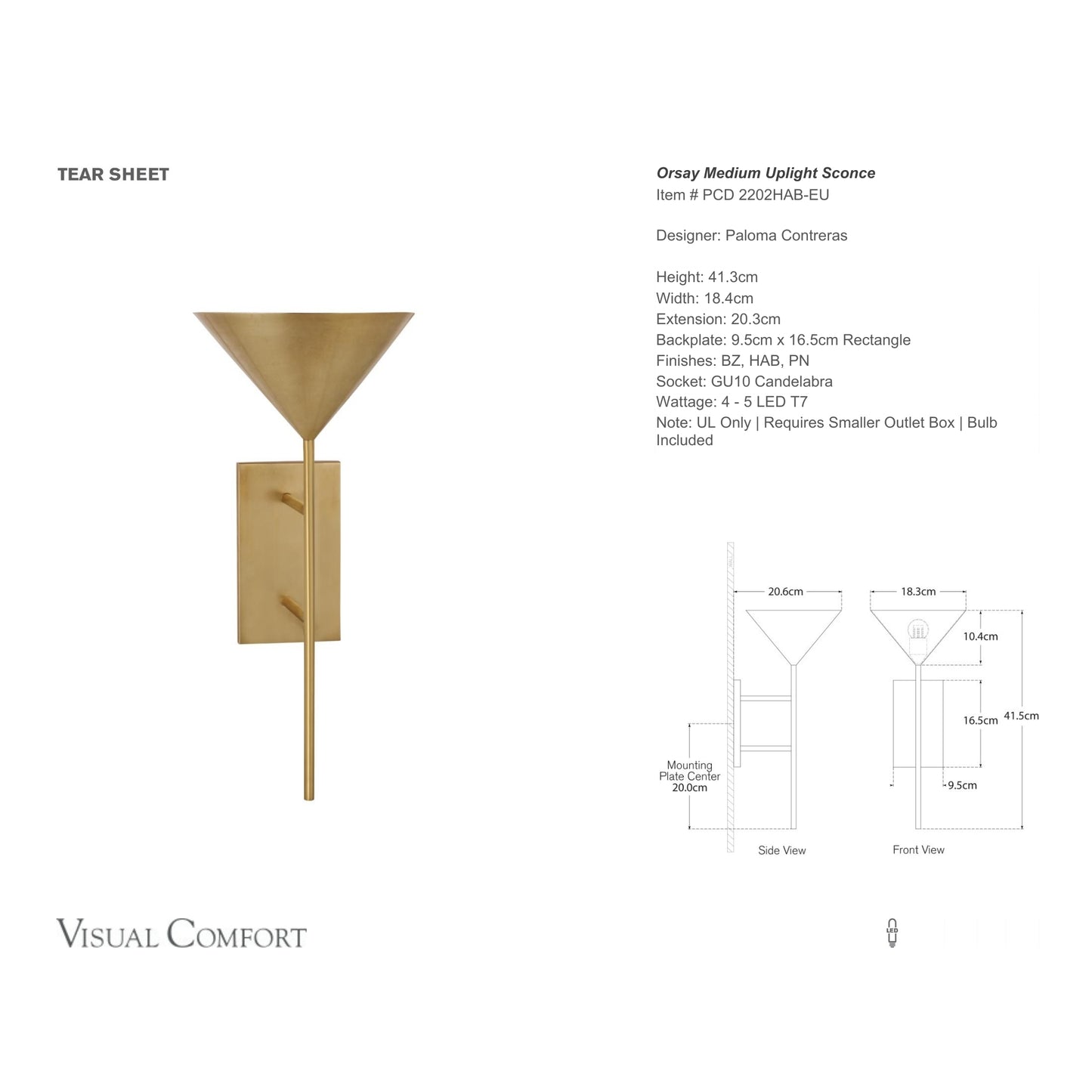 Paloma Contreras Orsay Medium Uplight Wall Sconce - Brass Wall Light Bloomingdales Lighting