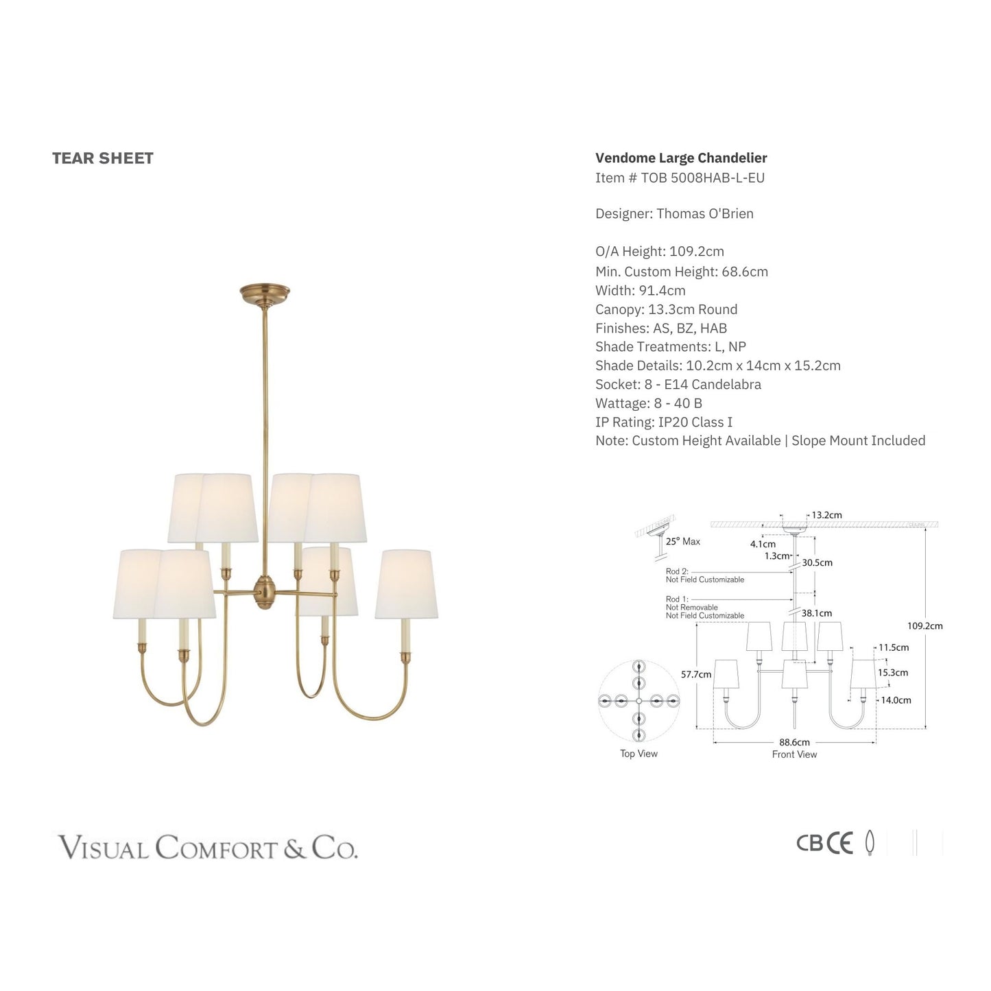 Thomas O'Brien Vendome Large Chandelier - Brass Pendant Light Bloomingdales Lighting