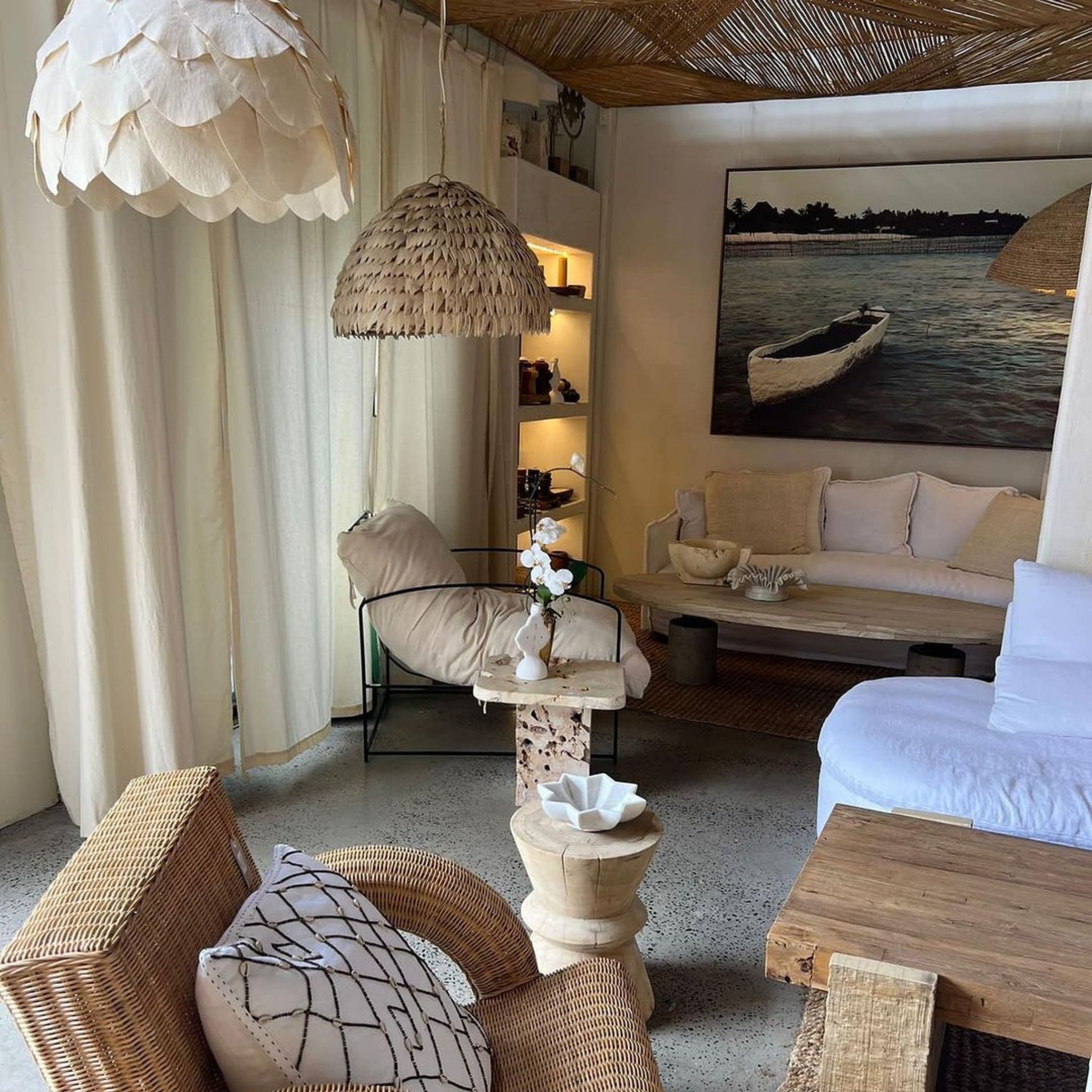 Sade Small Coconut Thin Dome Pendant Light Pendant Light Bisque Interiors