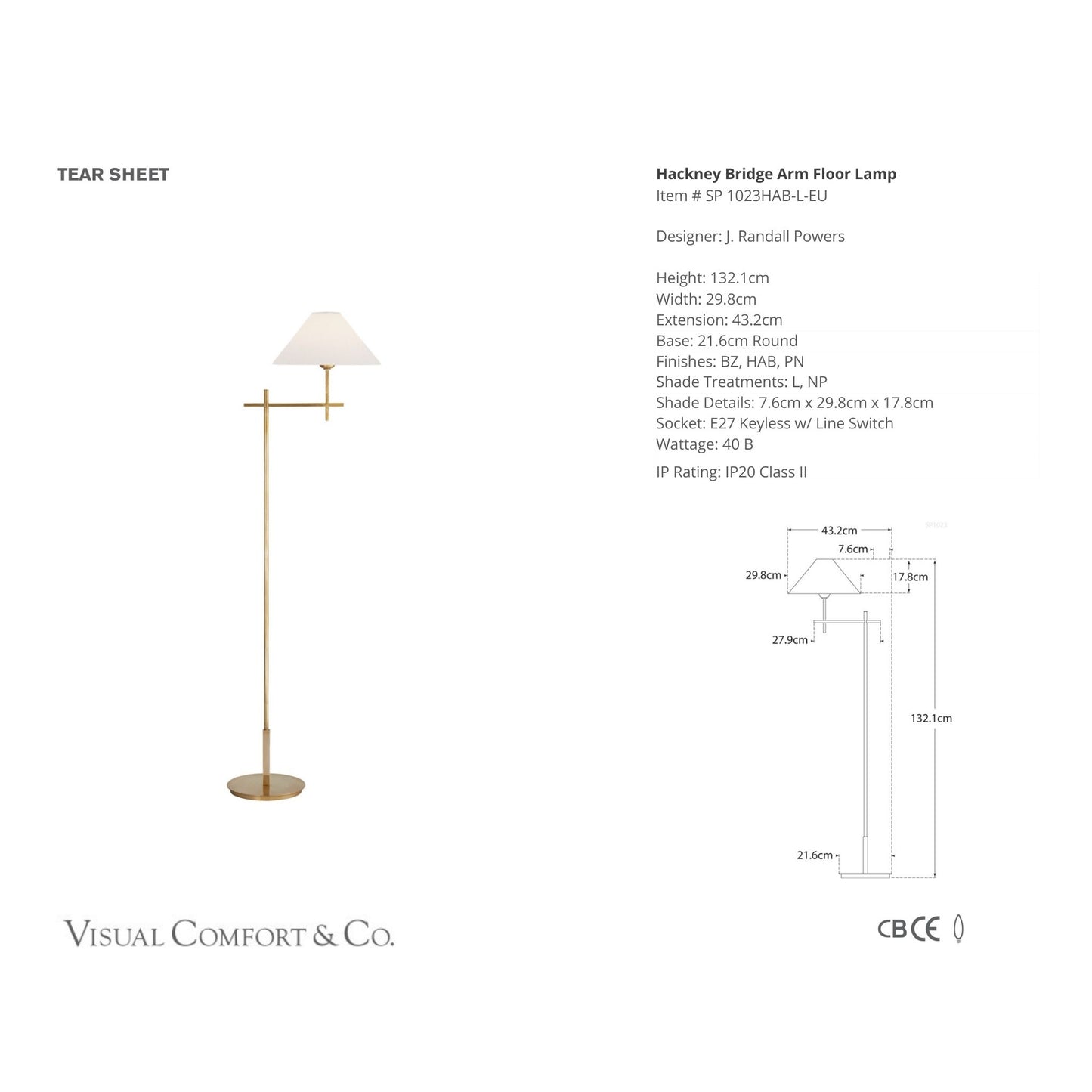 J. Randall Powers Hackney Bridge Floor Lamp - Brass Floor Lamp Bloomingdales Lighting