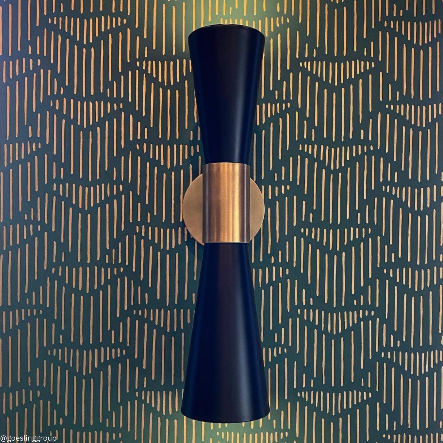 AERIN Clarkson Medium Narrow Wall Sconce - Black and Brass Wall Light Bloomingdales Lighting