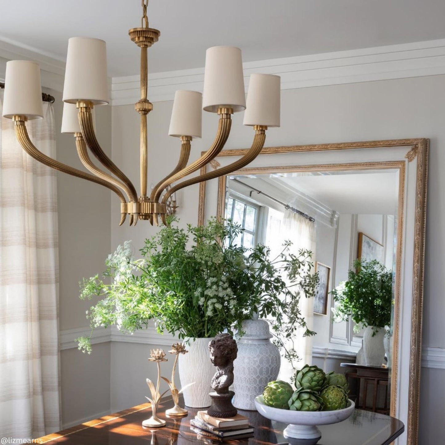 E. F. Chapman Ruhlmann Large Natural Paper Chandelier - Brass Pendant Light Bloomingdales Lighting