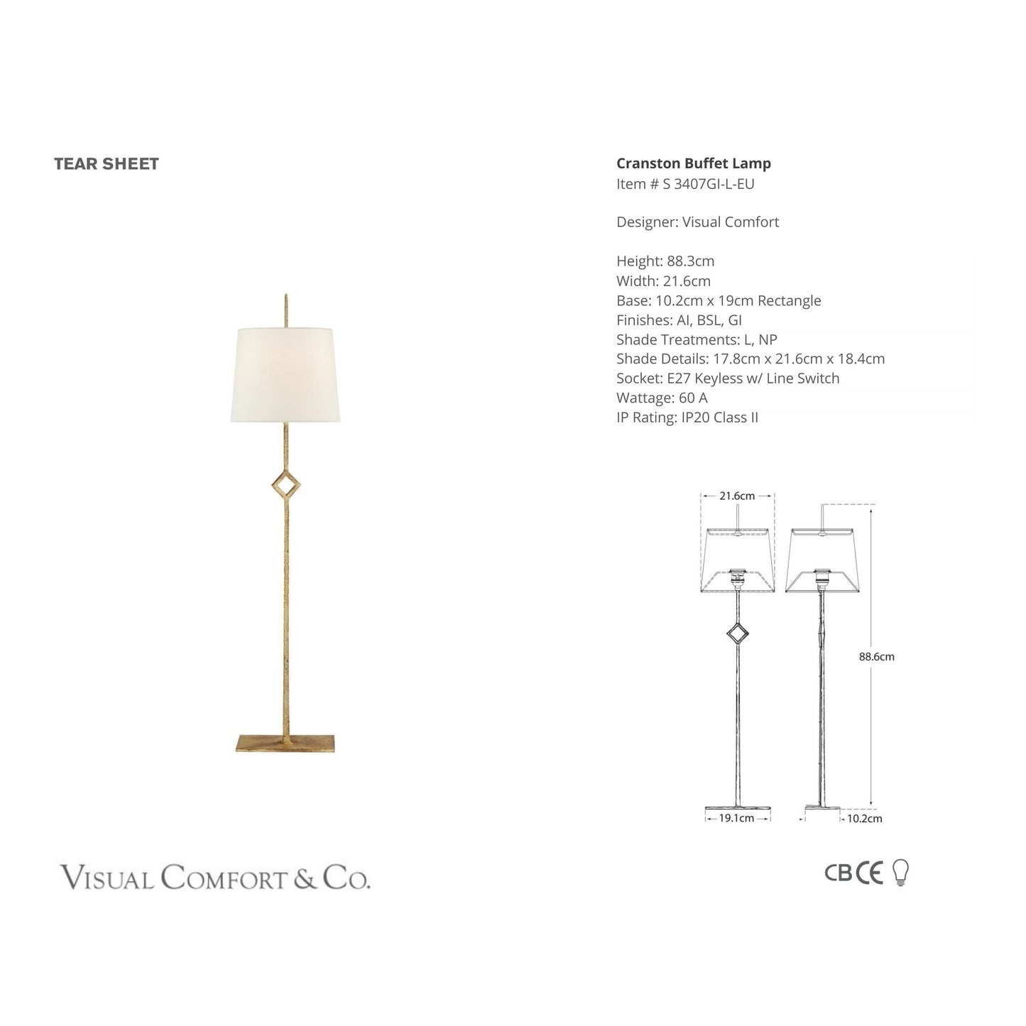 Studio VC Cranston Buffet Table Lamp - Gilded Iron Table Lamp Bloomingdales Lighting