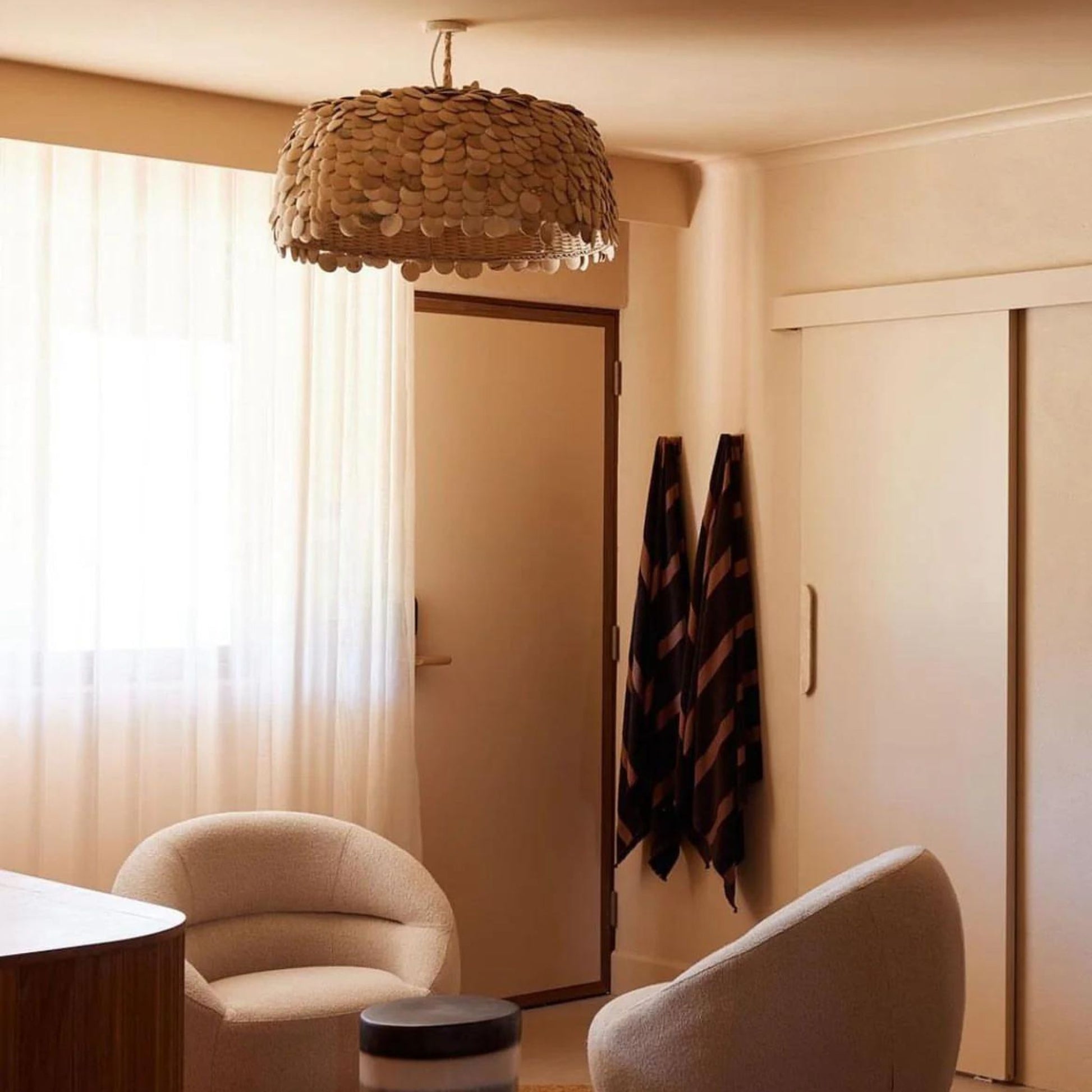 Senna Large Coconut Dome Disc Pendant Light Pendant Light Bisque Interiors