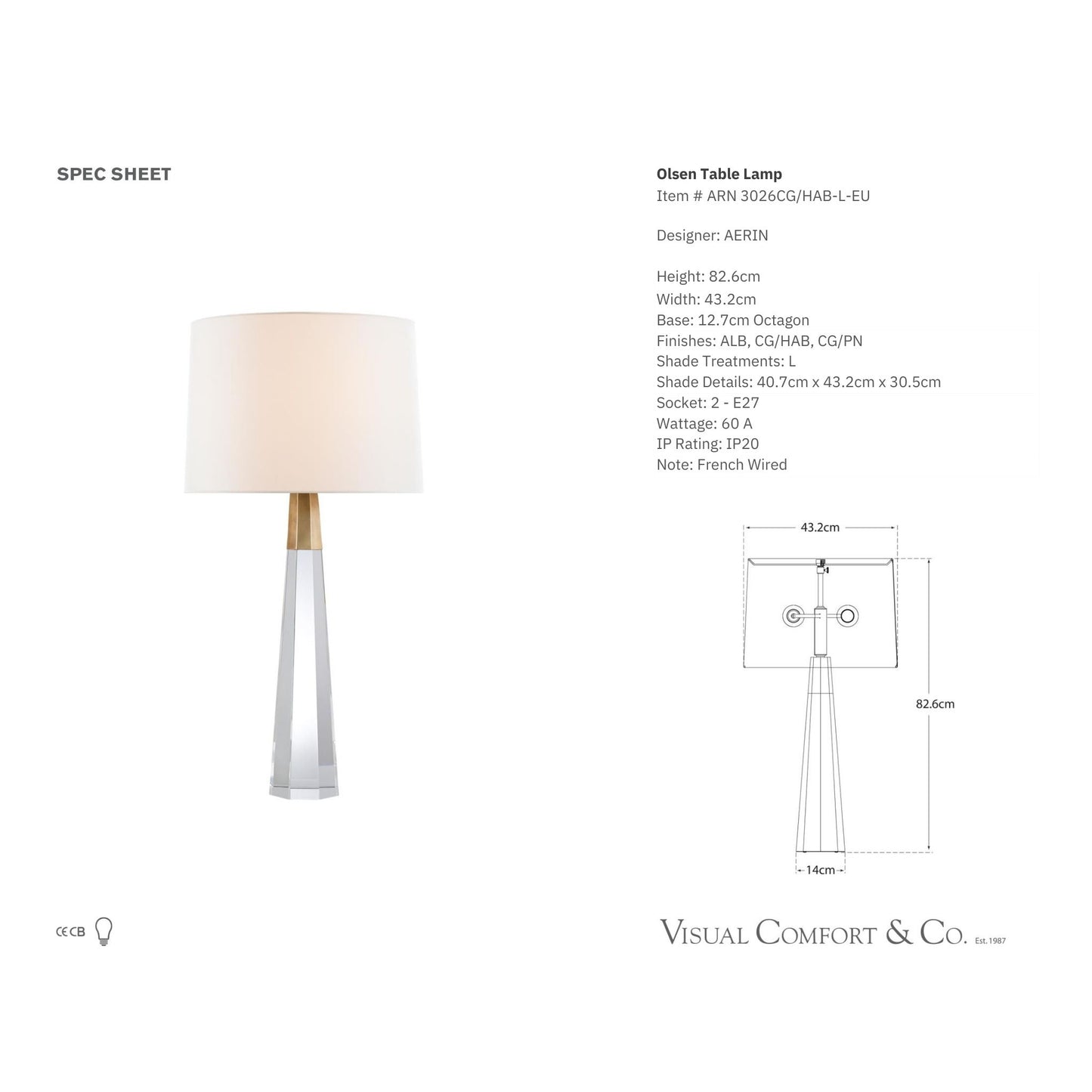 AERIN Olsen Crystal Table Lamp - Brass Table Lamp Bloomingdales Lighting
