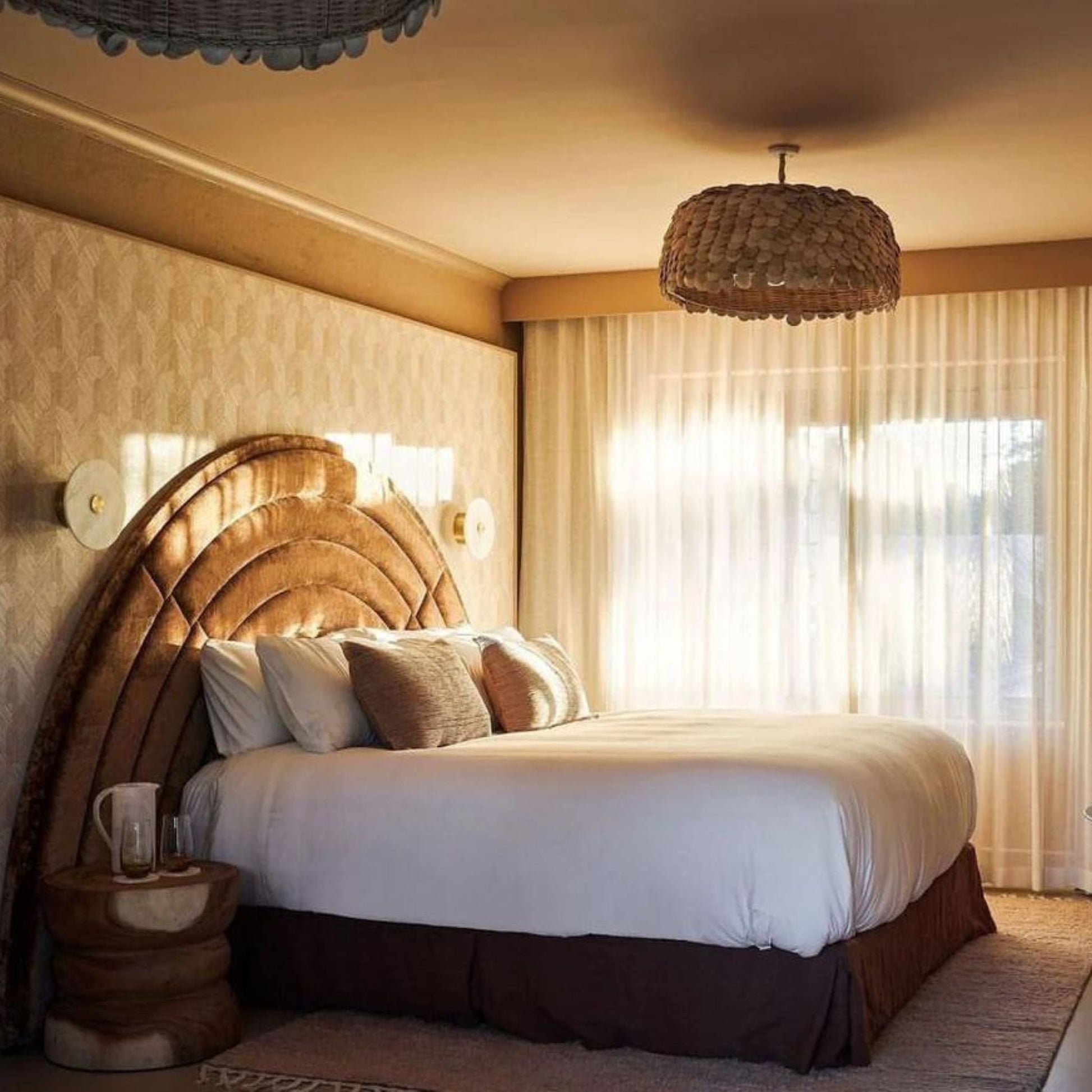 Senna Large Coconut Dome Disc Pendant Light Pendant Light Bisque Interiors