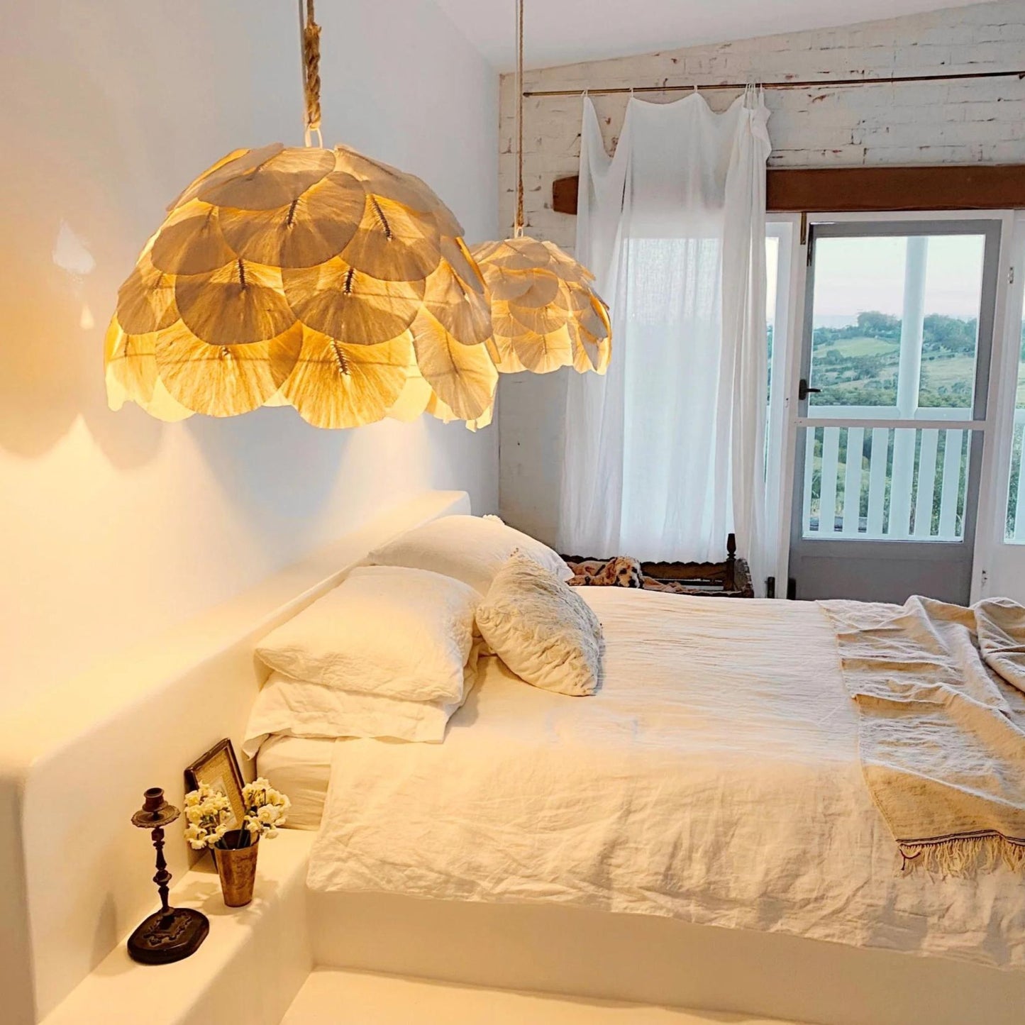 Sofia Dome Petal Pendant Light Pendant Light Bisque Interiors