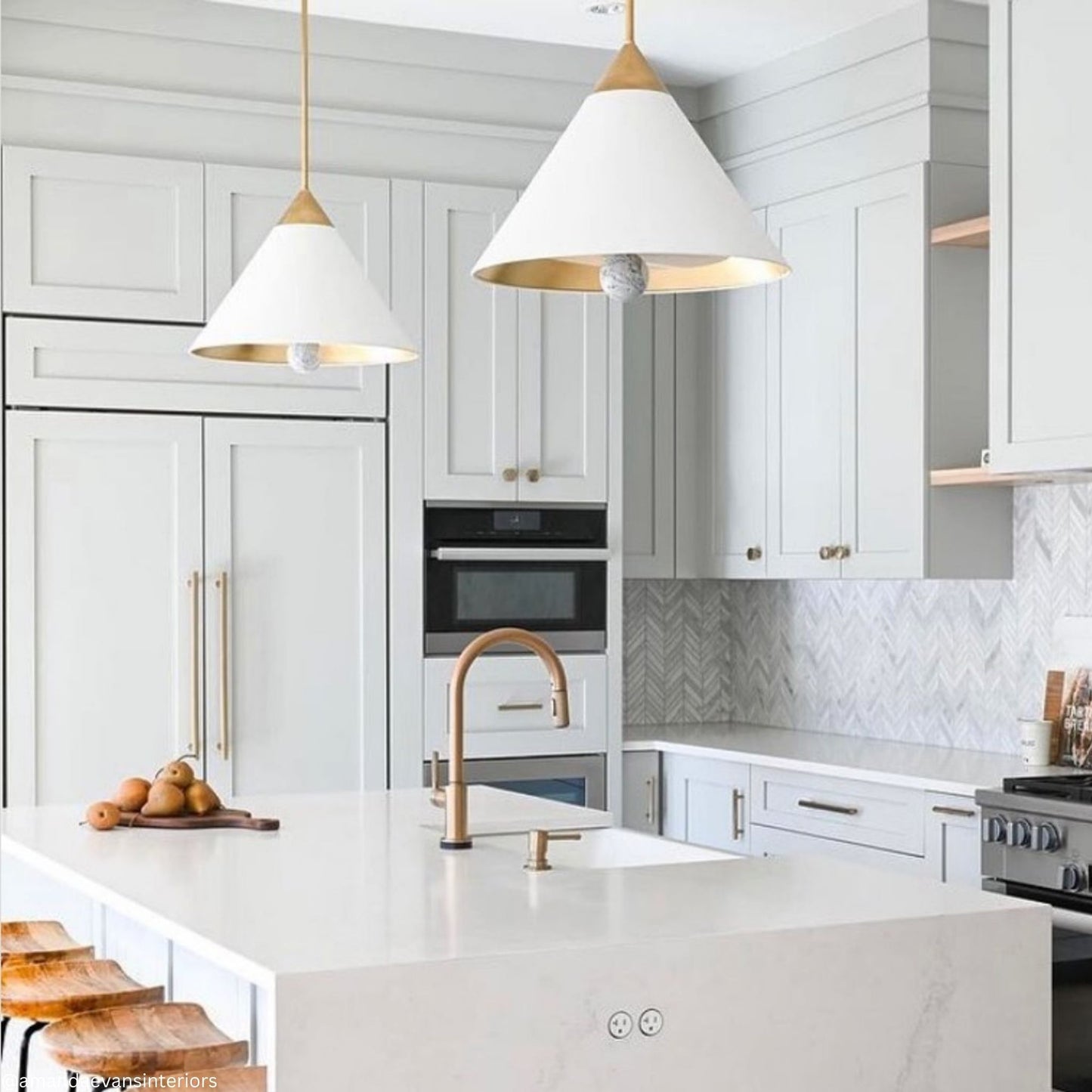 Kelly Wearstler Cleo Large Ceramic Pendant Light - White and Brass Pendant Light Bloomingdales Lighting