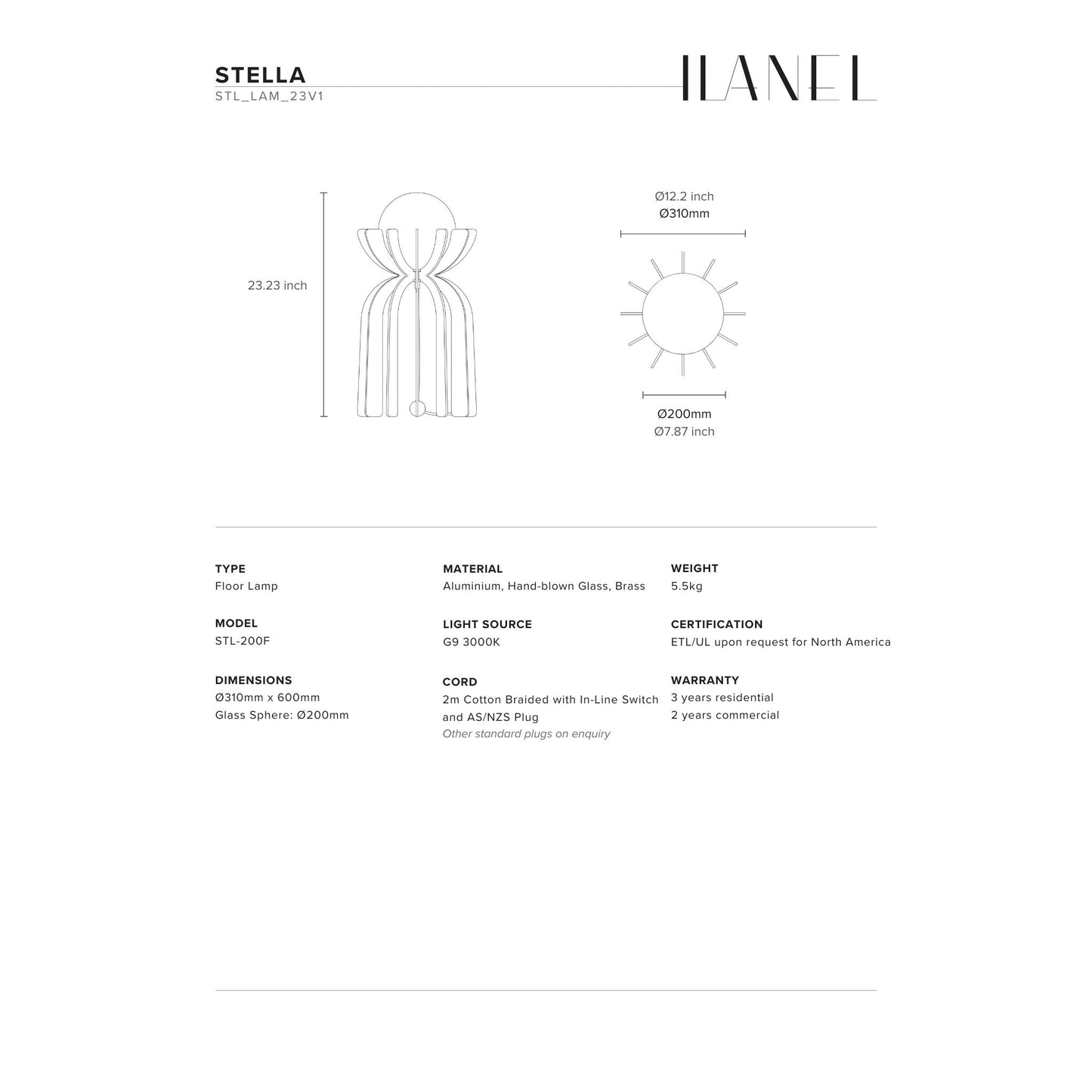 Stella Tower Table Lamp Table Lamp ILANEL