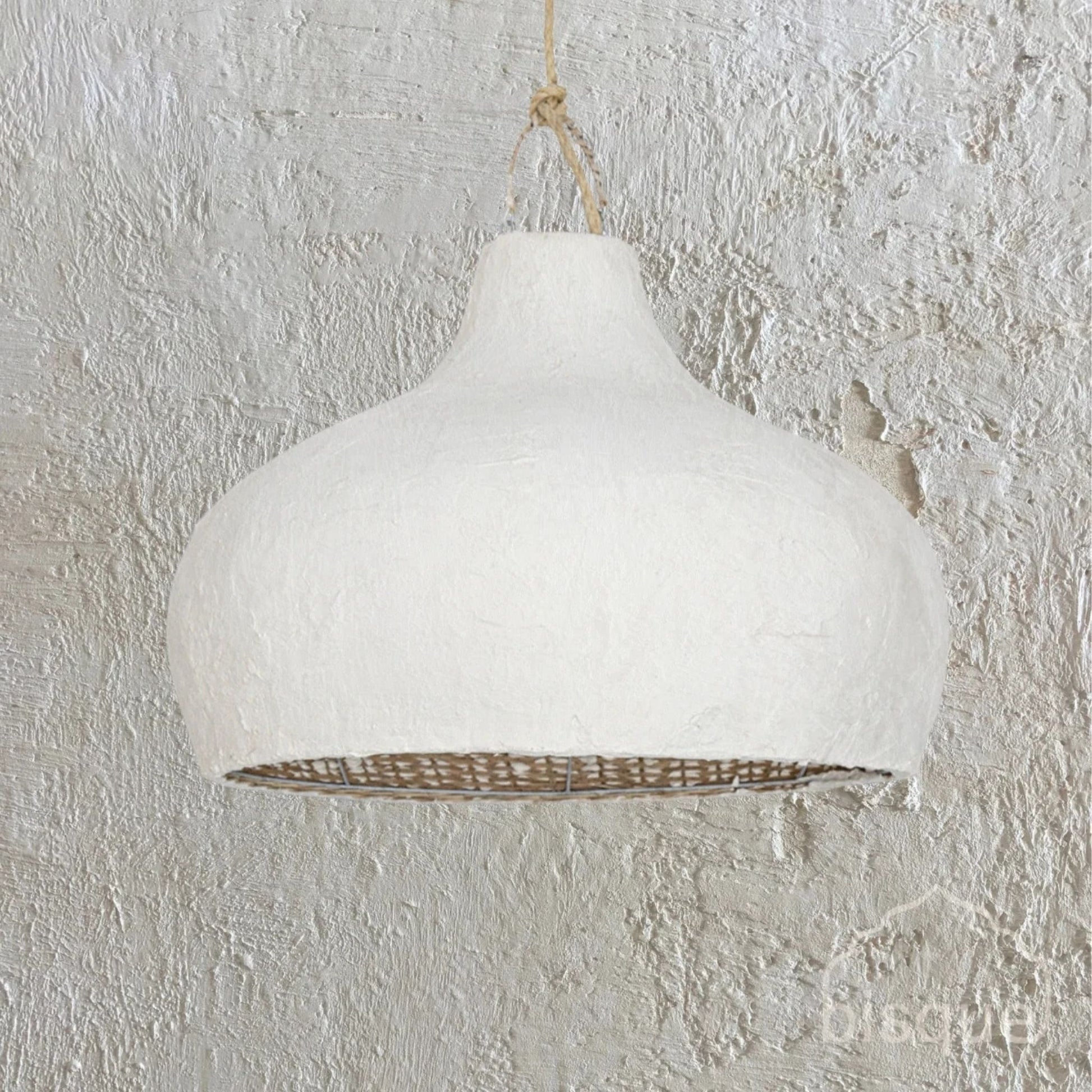 Aquarius Clay Fish Trap Pendant Light Pendant Light Bisque Interiors
