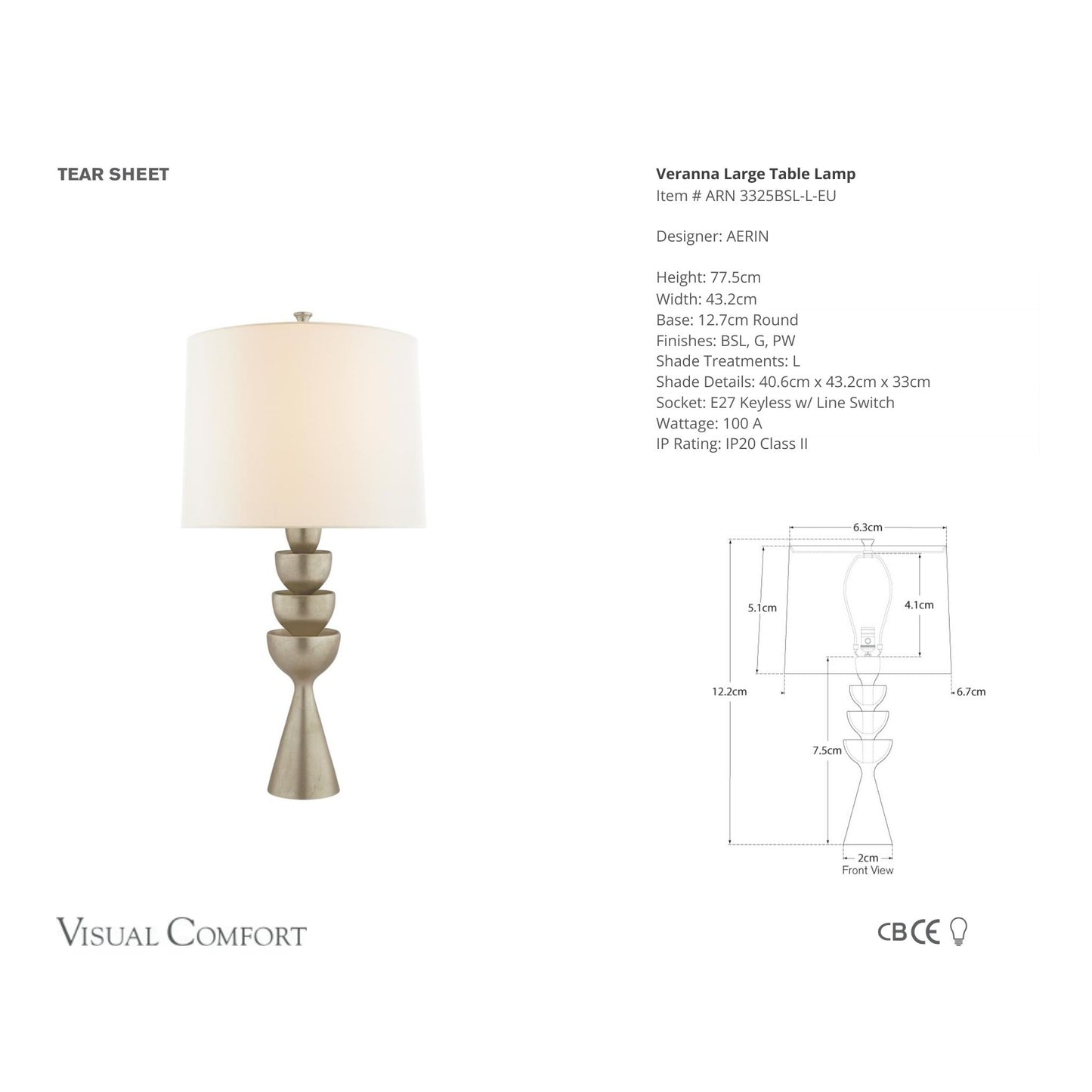 AERIN Veranna Large Linen Table Lamp Table Lamp Bloomingdales Lighting