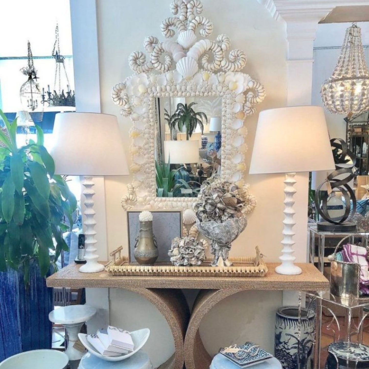 AERIN Lilian Crafted Plaster Table Lamp - White Table Lamp Bloomingdales Lighting