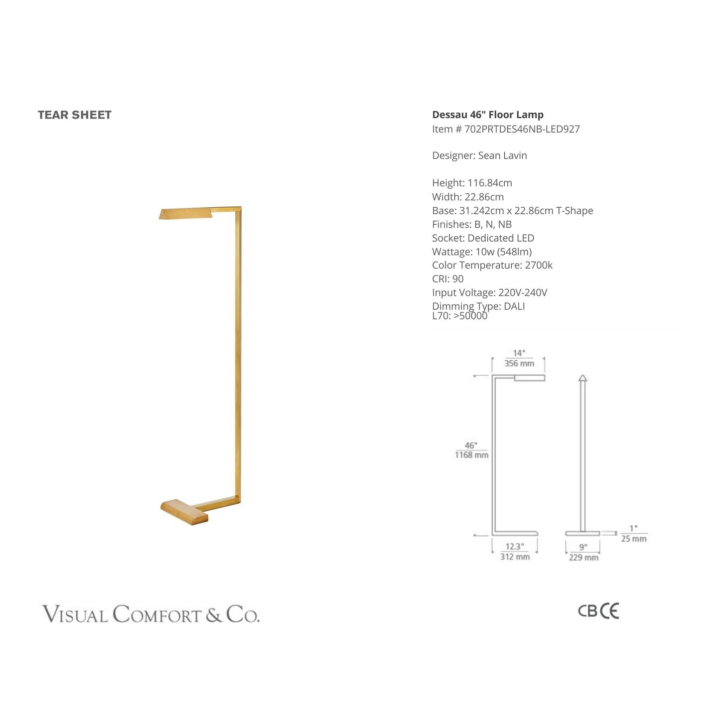 Sean Lavin Dessau 46" Floor Lamp Floor Lamp Bloomingdales Lighting