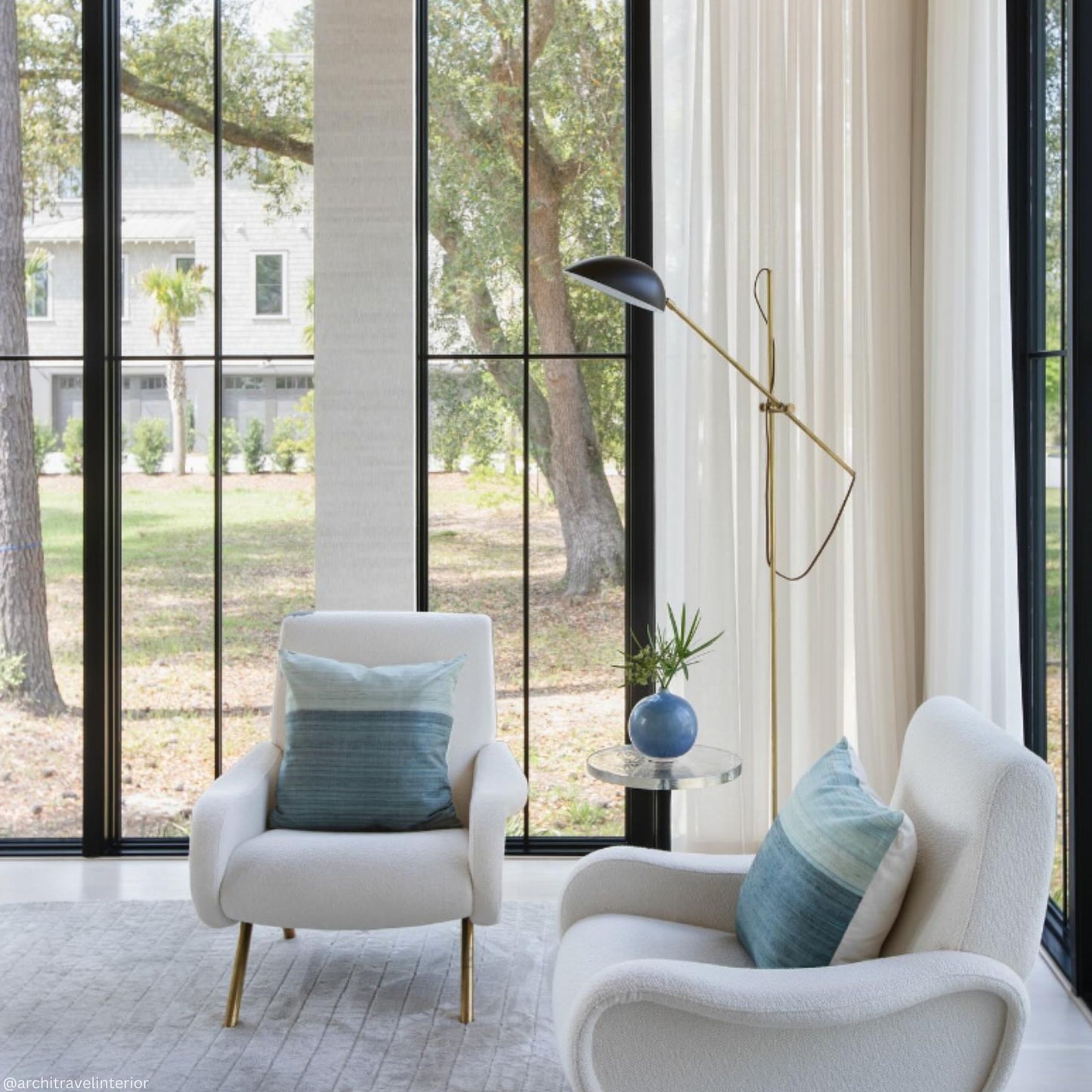 AERIN Graphic Floor Lamp - Brass & Black Floor Lamp Bloomingdales Lighting