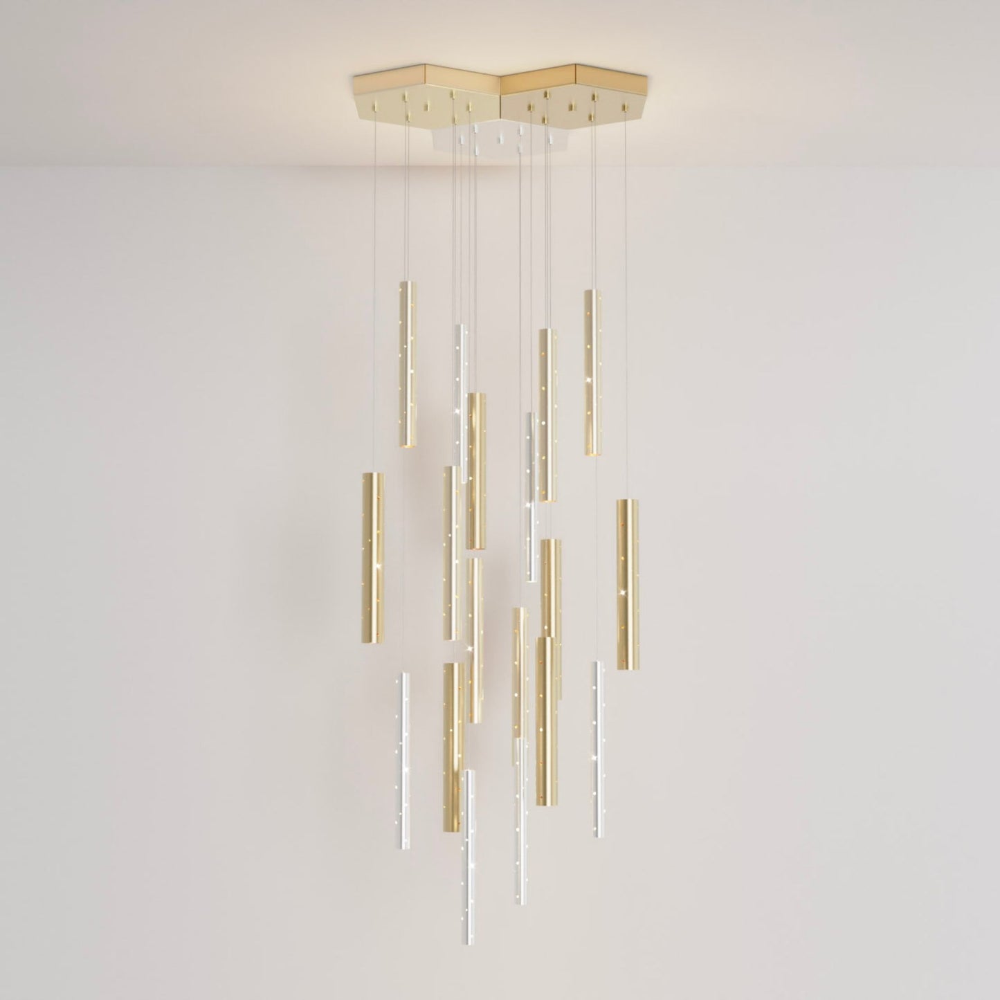 Heavy Rain Multi Drop Pendant Light Pendant Light ILANEL Brushed Gold Hex