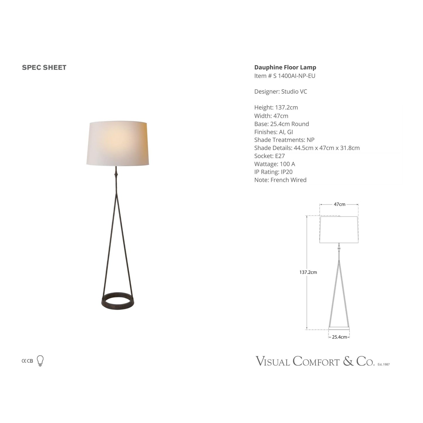 Studio VC Dauphine Floor Lamp - Aged Iron Floor Lamp Bloomingdales Lighting