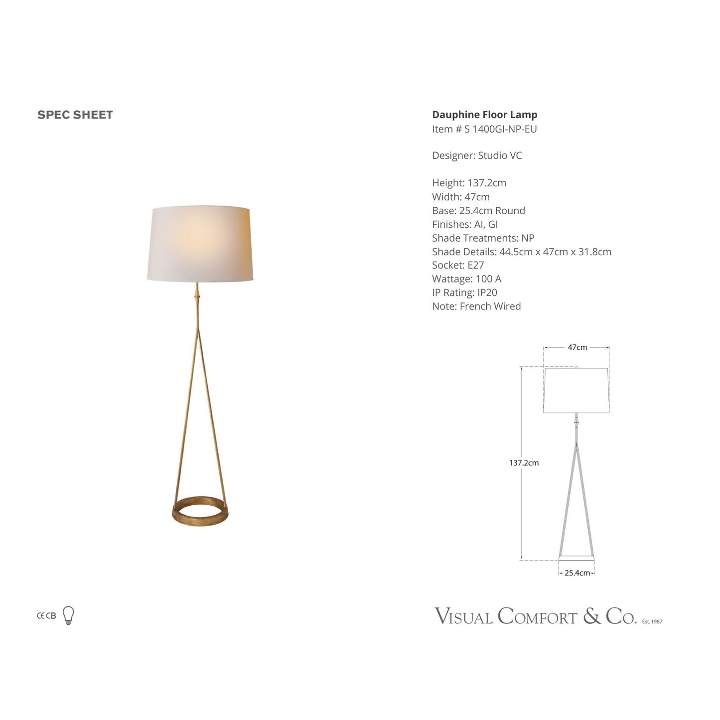 Studio VC Dauphine Floor Lamp - Gilded Iron Floor Lamp Bloomingdales Lighting