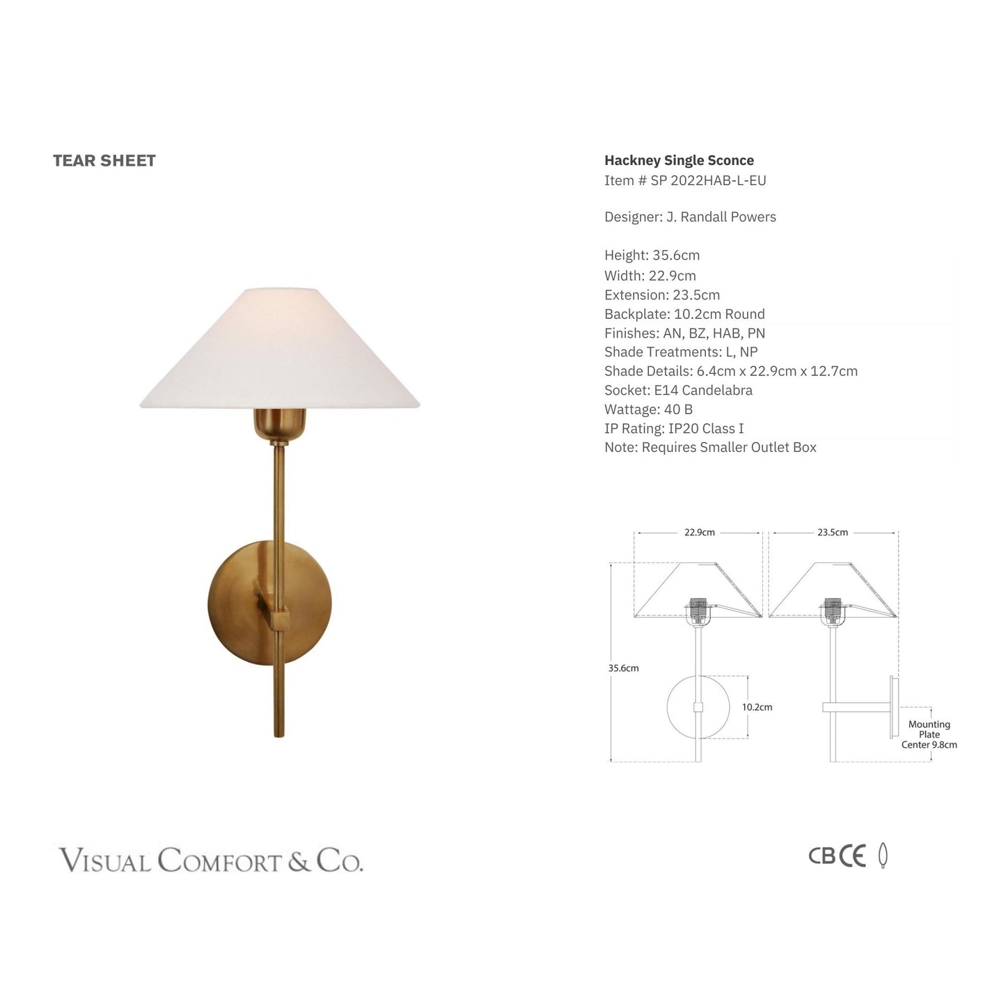 J. Randall Powers Hackney Single Linen Wall Sconce - Brass Wall Light Bloomingdales Lighting