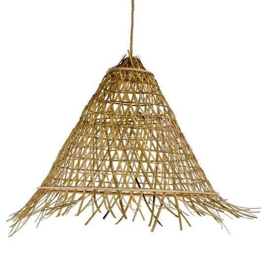 Bakaro Natural Rattan Cone Pendant Light Pendant Light Bisque Interiors Large