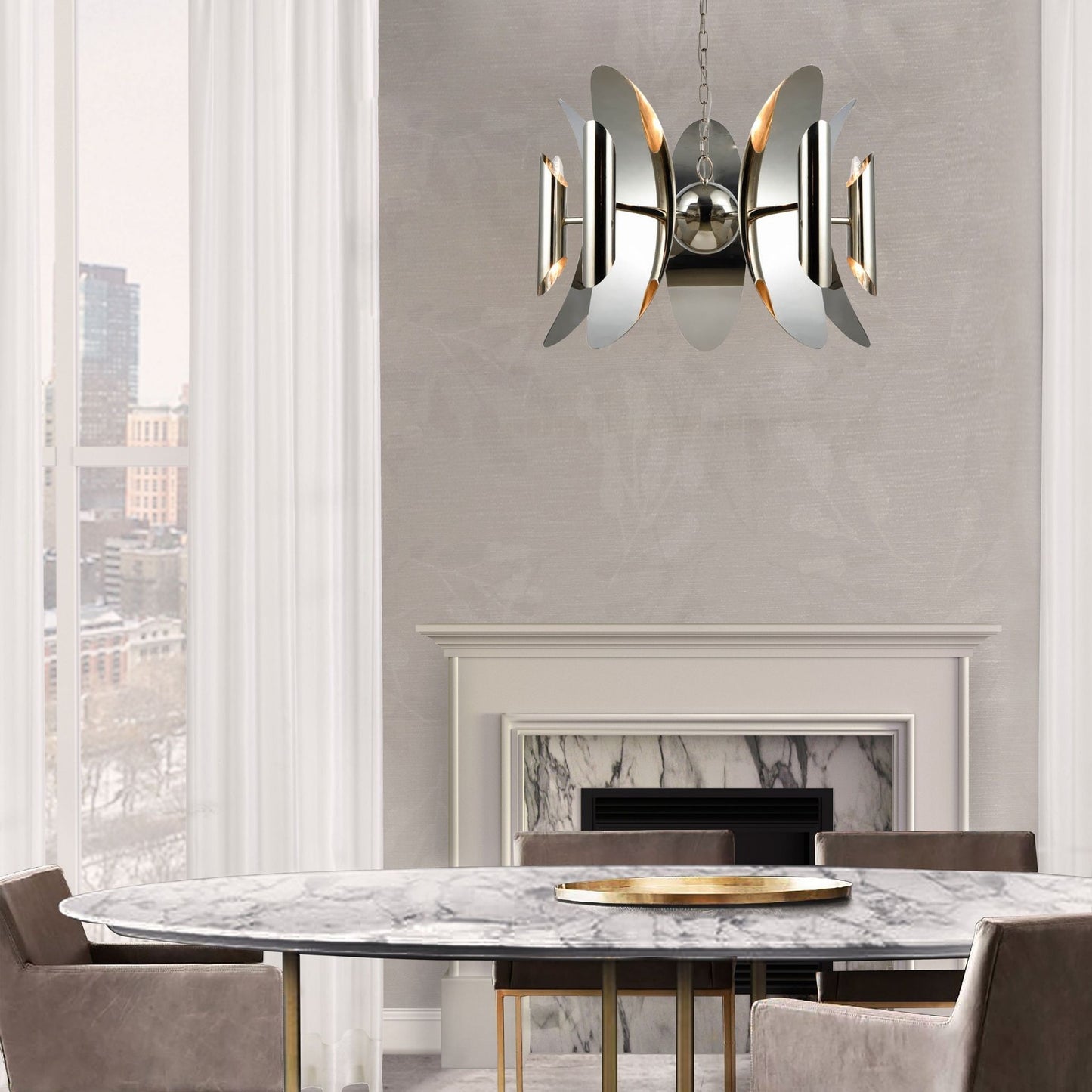 STRATO Abstract Hardware With Stainless Steel Pendant Light - Polished Nickel Pendant Light CLA Lighting