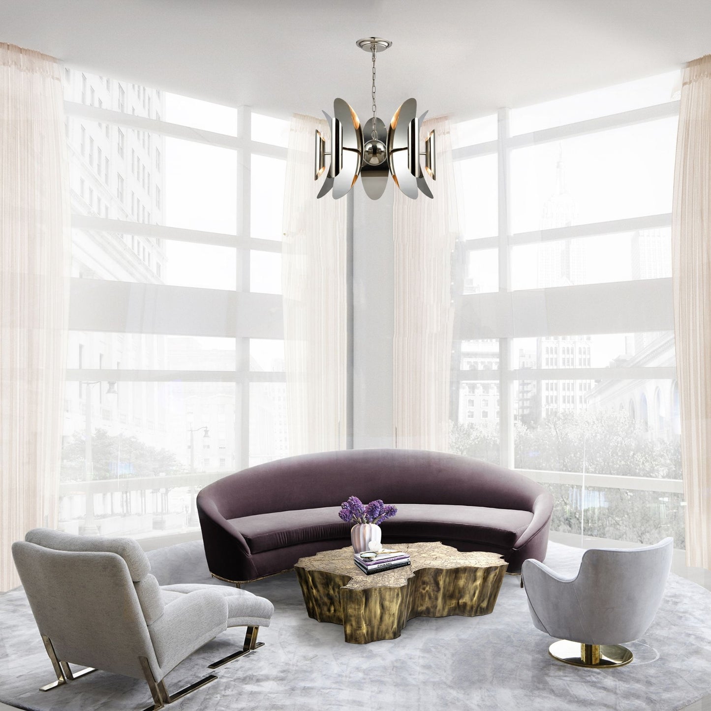STRATO Abstract Hardware With Stainless Steel Pendant Light - Polished Nickel Pendant Light CLA Lighting