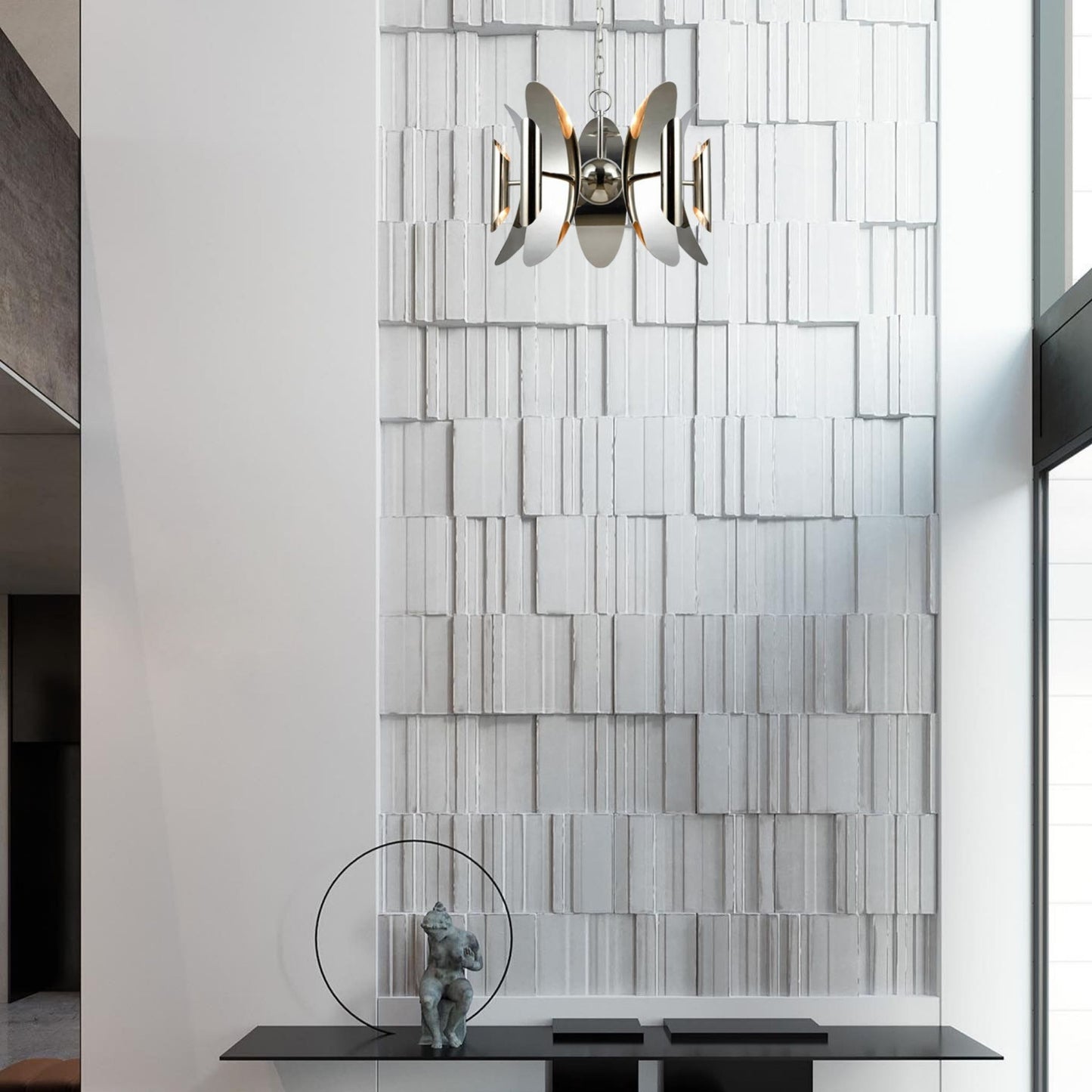 STRATO Abstract Hardware With Stainless Steel Pendant Light - Polished Nickel Pendant Light CLA Lighting