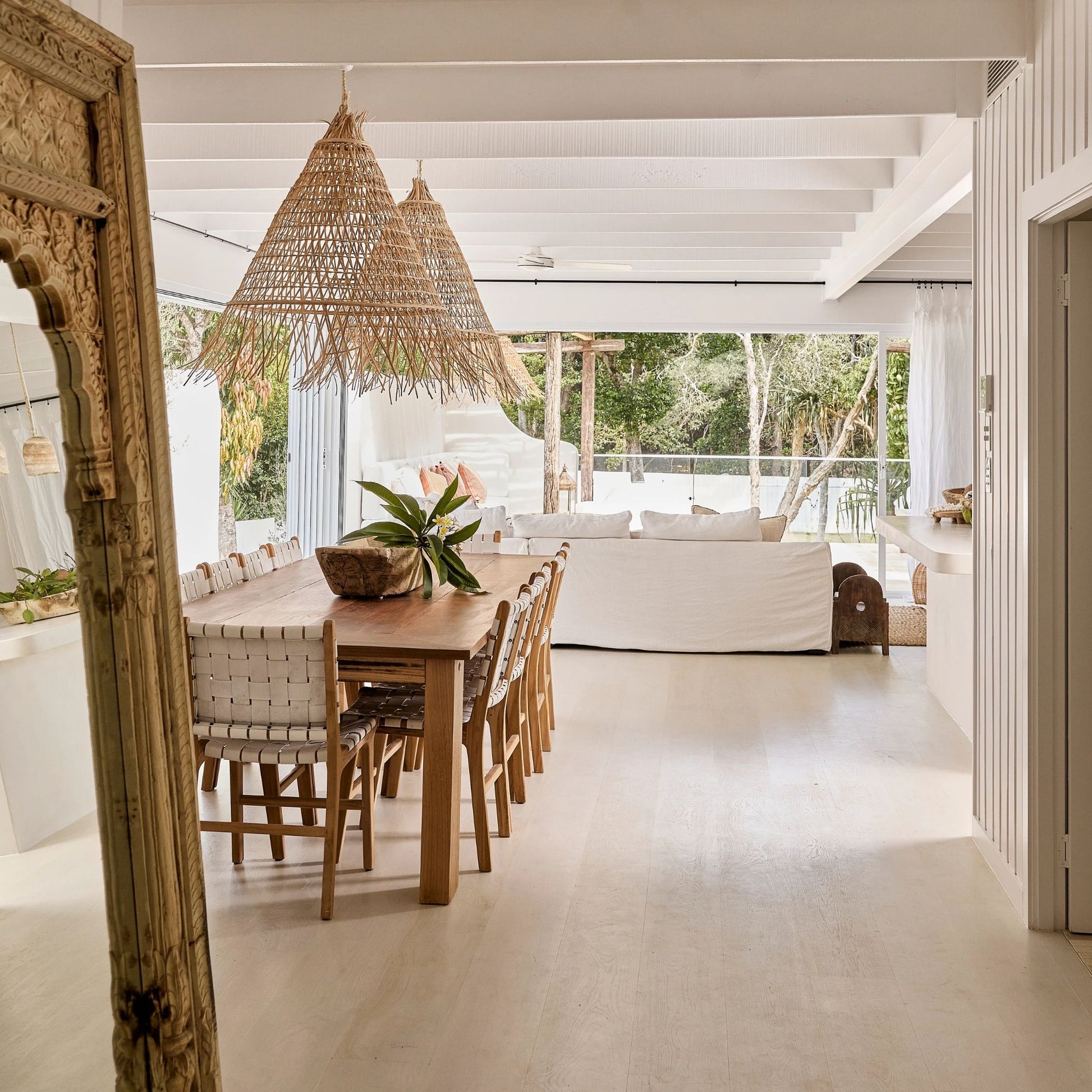 Bakaro Natural Rattan Cone Pendant Light Pendant Light Bisque Interiors