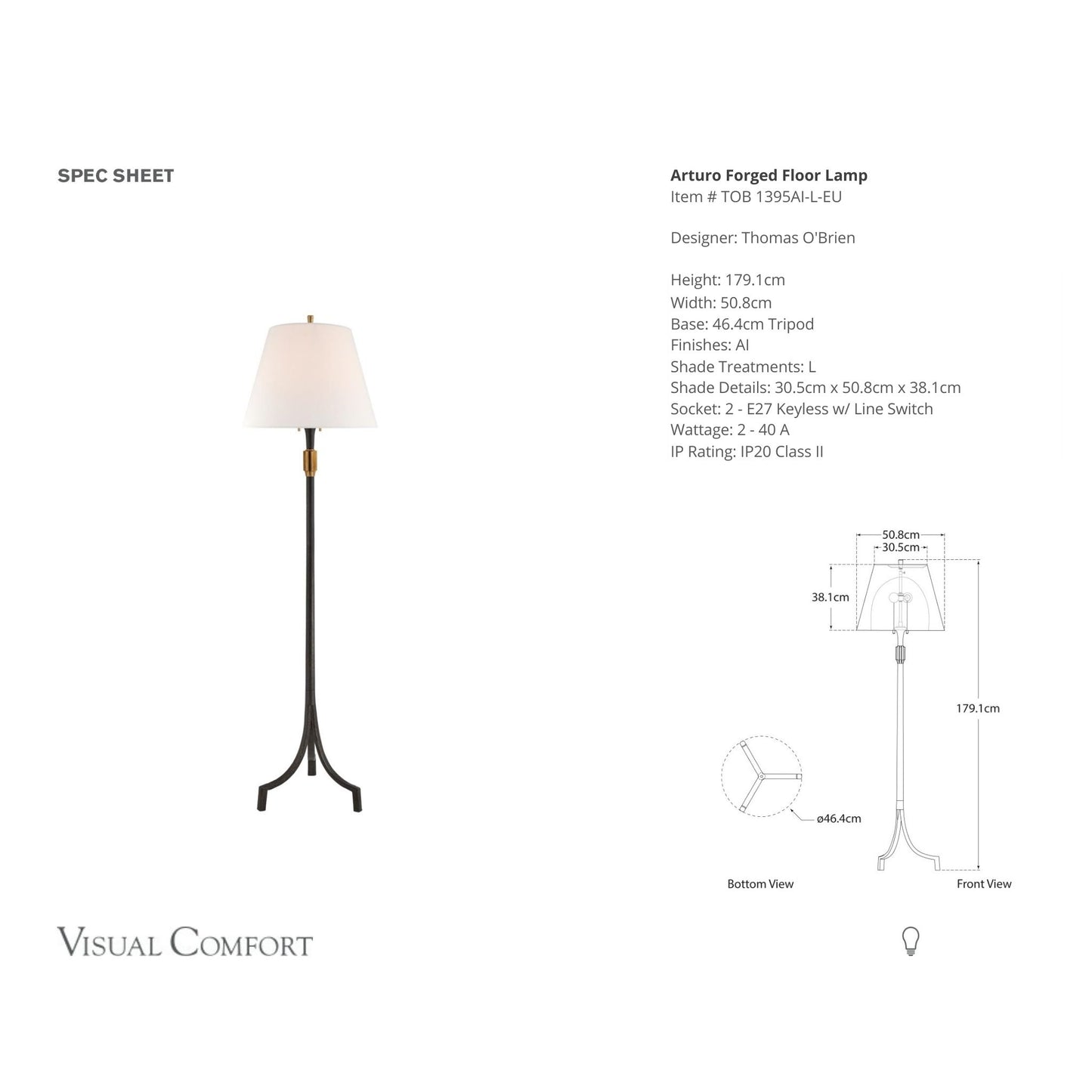 Thomas O'Brien Arturo Forged Floor Lamp - Aged Iron Floor Lamp Bloomingdales Lighting