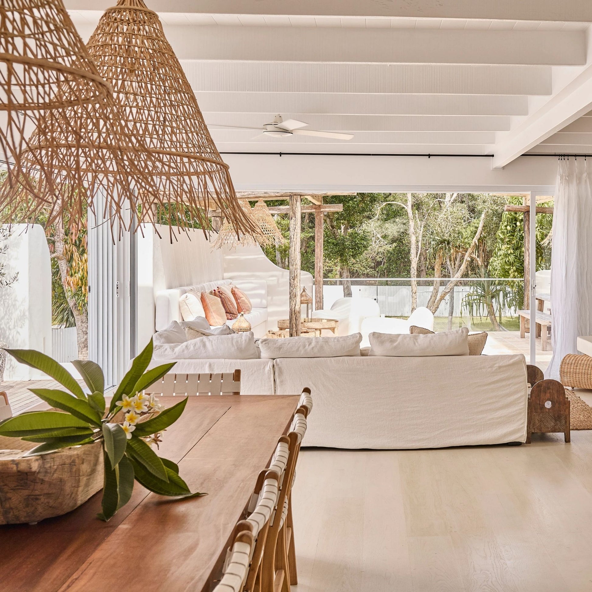 Bakaro Natural Rattan Cone Pendant Light Pendant Light Bisque Interiors