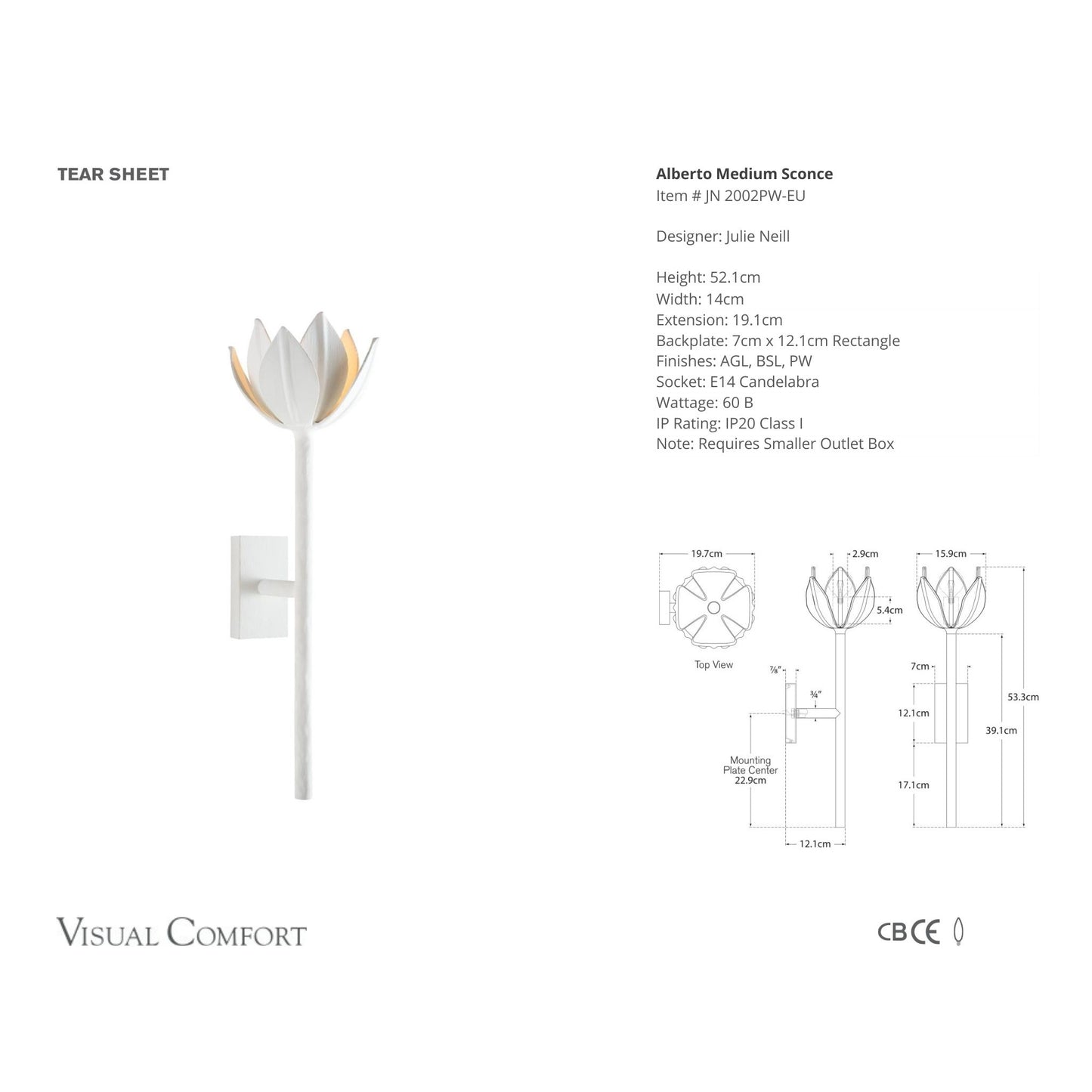 Julie Neill Alberto Medium Plaster White Leaf Wall Sconce Wall Light Bloomingdales Lighting