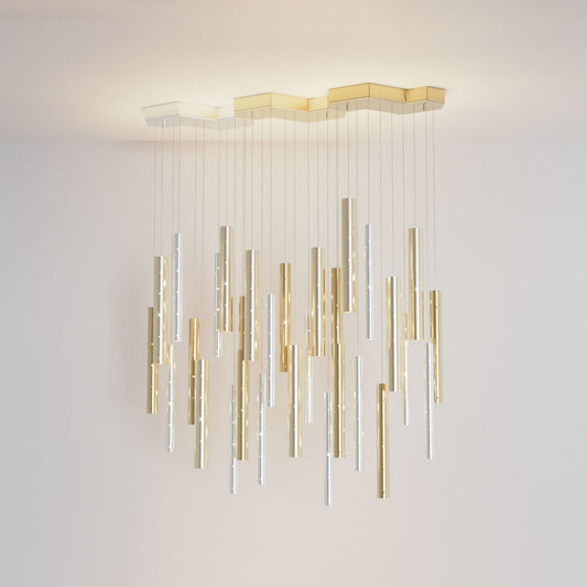Heavy Rain Multi Drop Pendant Light Pendant Light ILANEL Brushed Gold Cloud