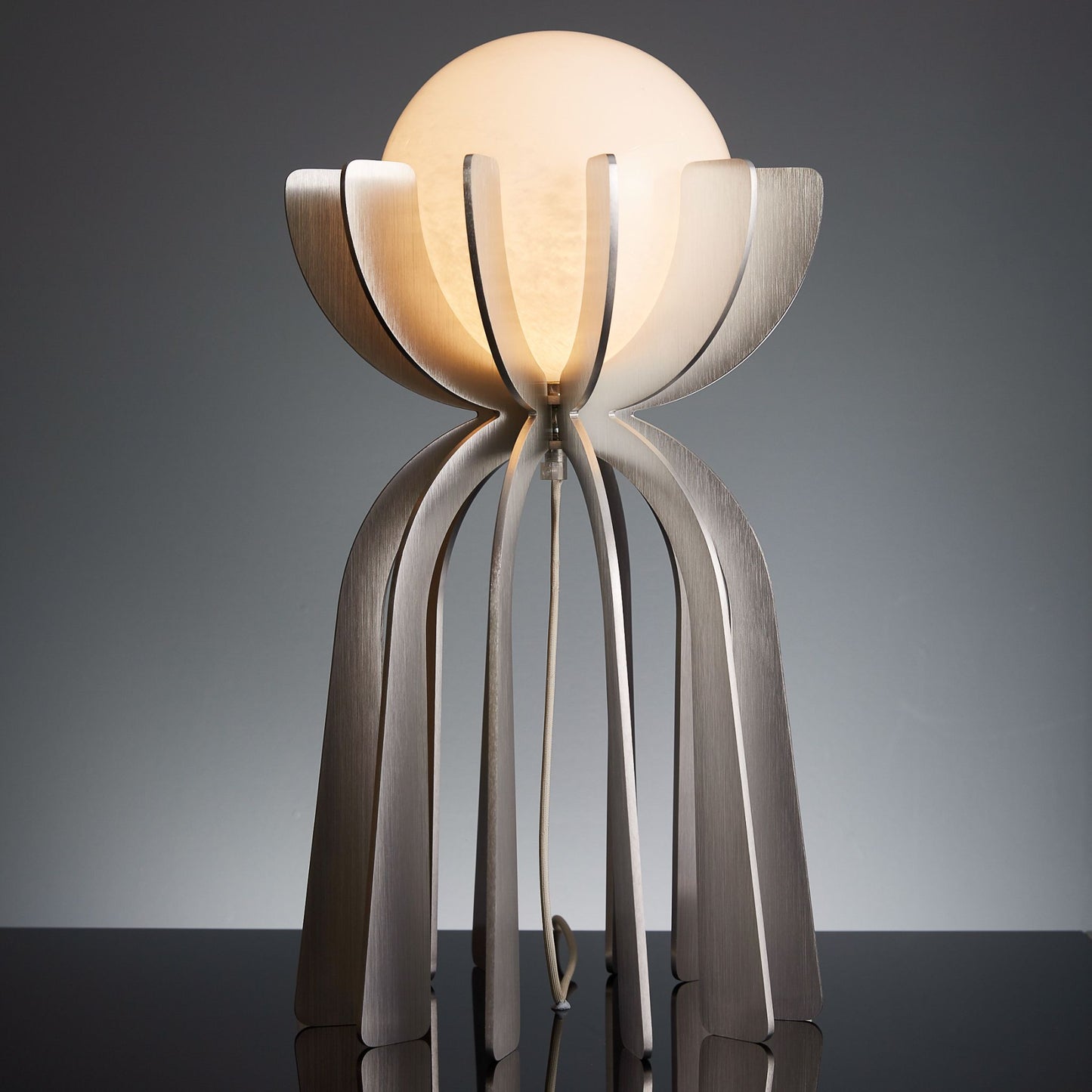 Stella Tower Table Lamp Table Lamp ILANEL Brushed Silver Flower