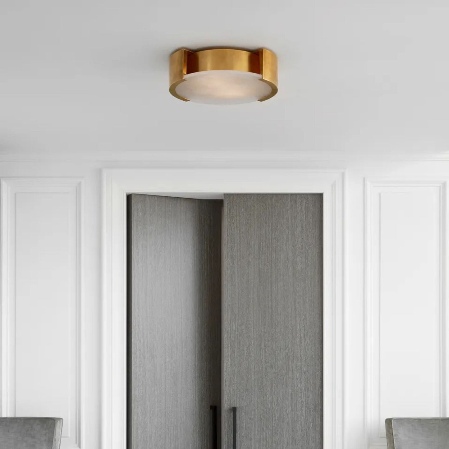 Kelly Wearstler Melange Small Alabaster Flush Mount Ceiling Light - Brass Ceiling Flush Mount Bloomingdales Lighting