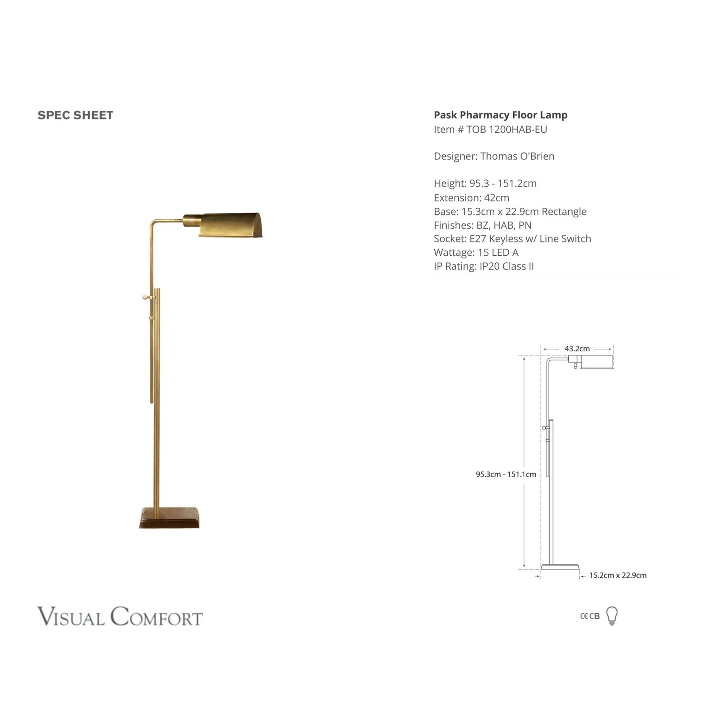 Thomas O'Brien Pask Pharmacy Floor Lamp - Brass Floor Lamp Bloomingdales Lighting