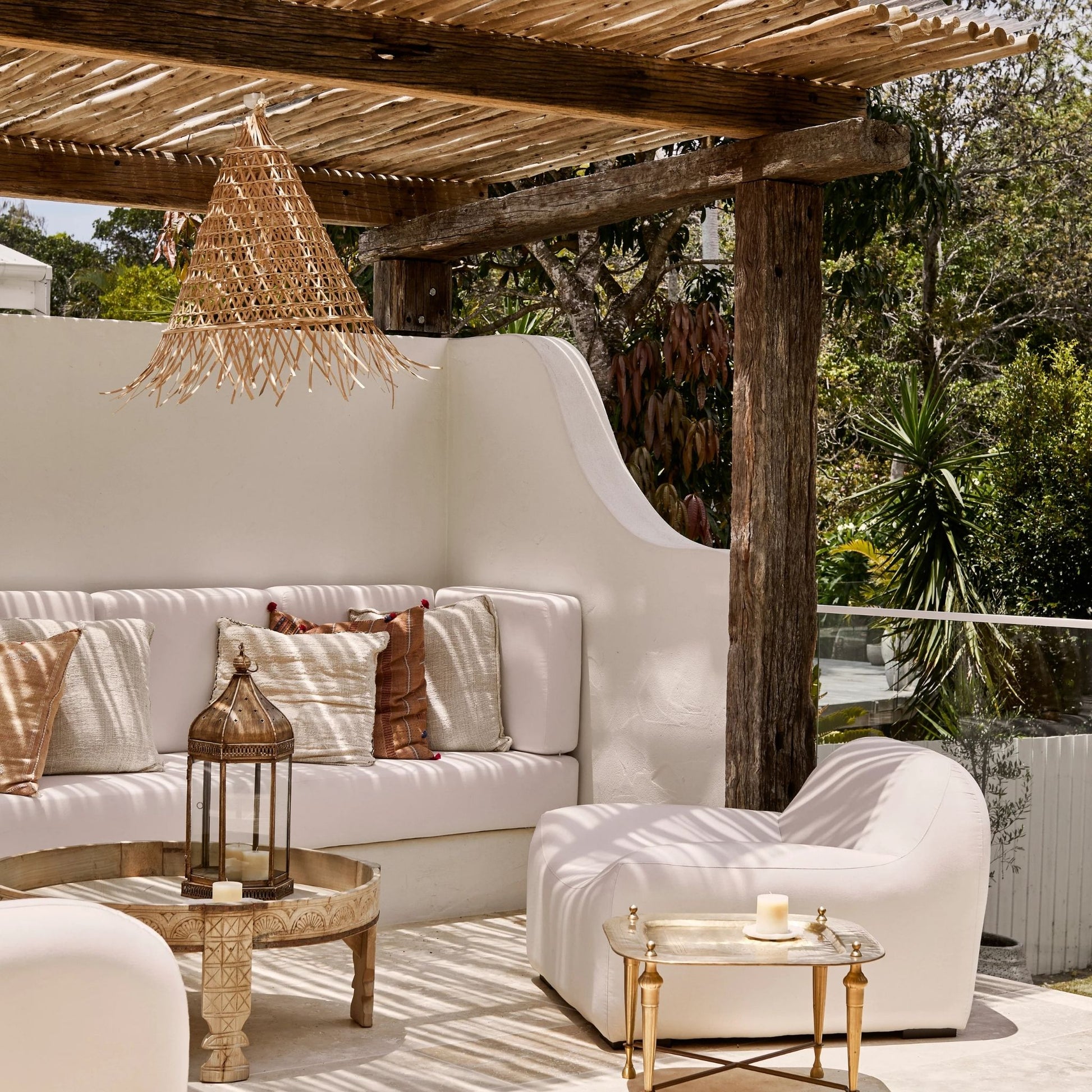 Bakaro Natural Rattan Cone Pendant Light Pendant Light Bisque Interiors