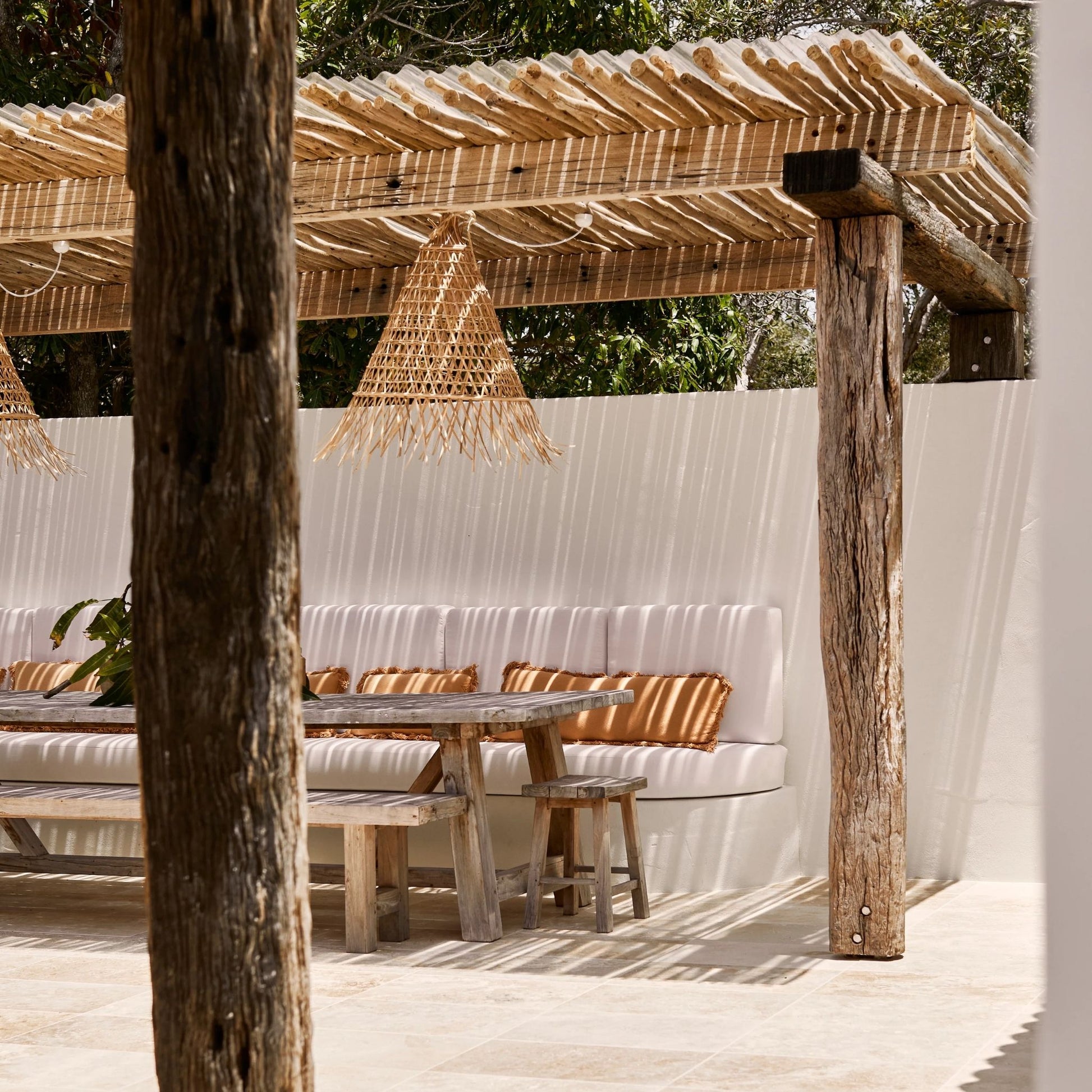 Bakaro Natural Rattan Cone Pendant Light Pendant Light Bisque Interiors