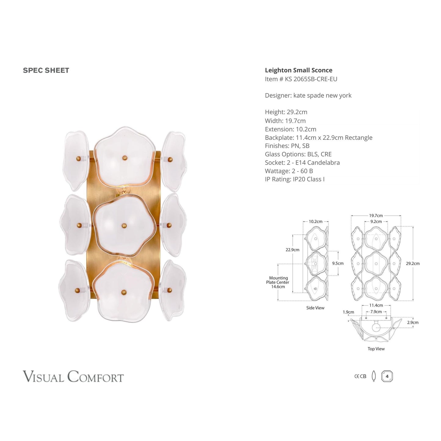Kate Spade Leighton Small Wall Sconce with Cream Tinted Glass Wall Light Bloomingdales Lighting