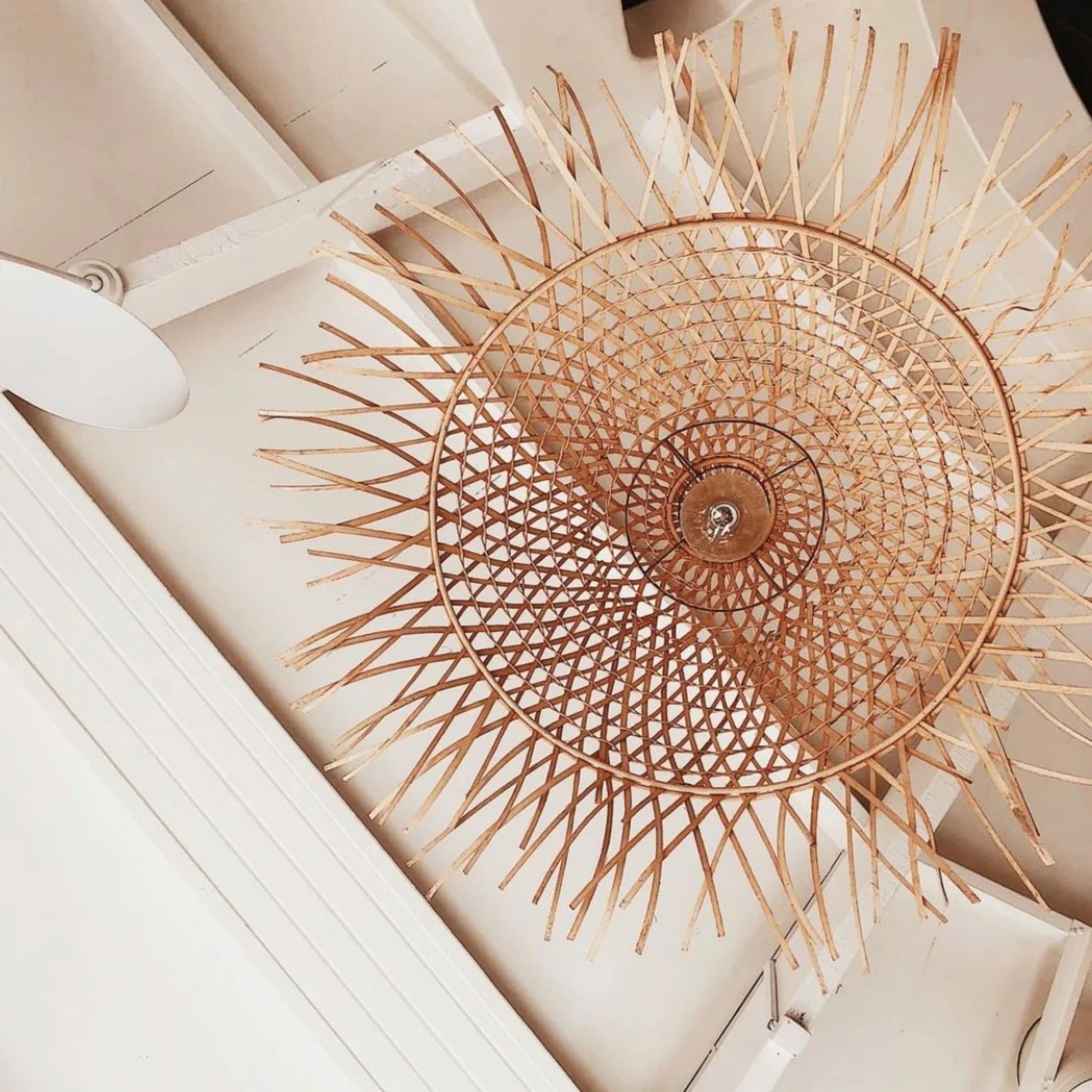 Bakaro Natural Rattan Cone Pendant Light Pendant Light Bisque Interiors