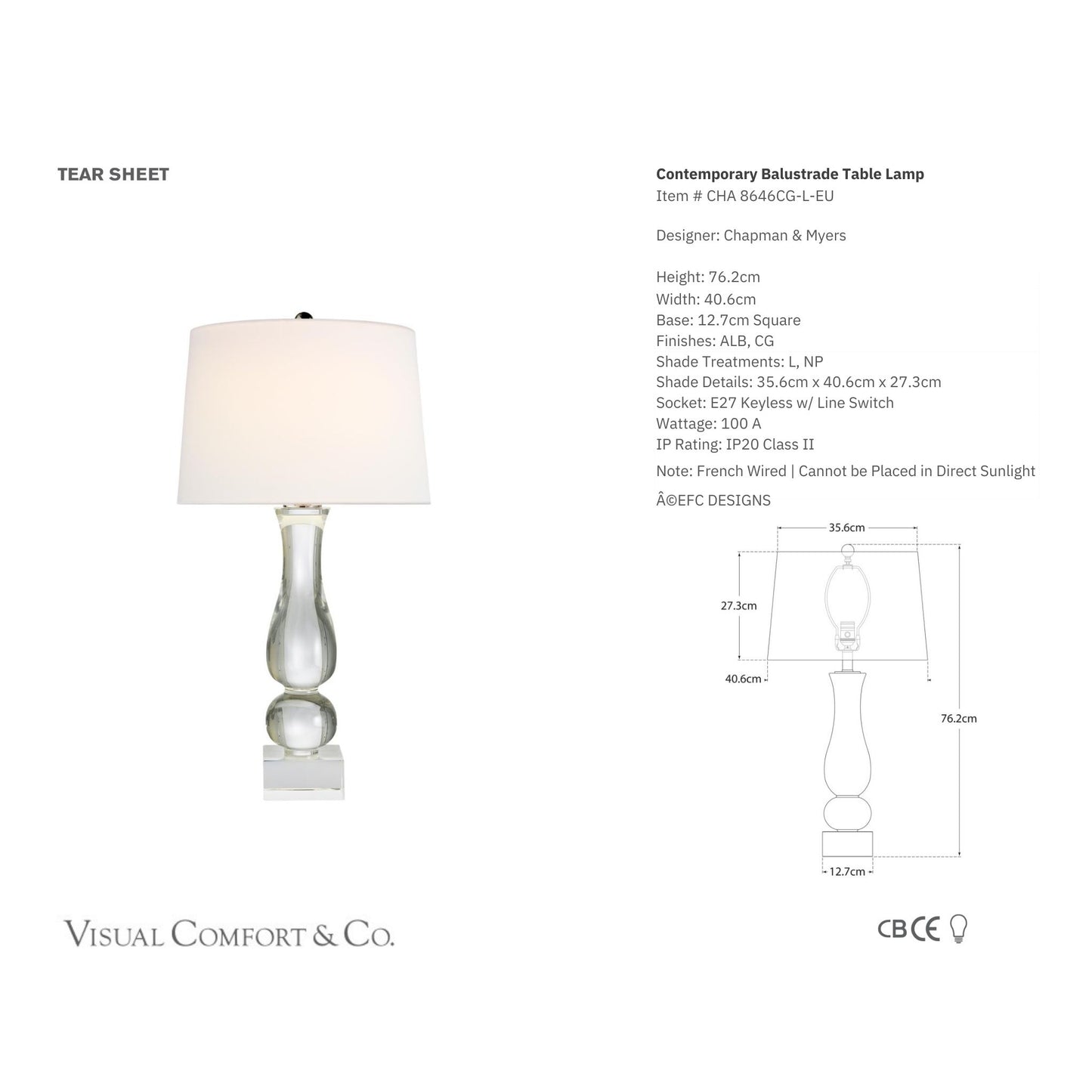 E. F. Chapman Contemporary Balustrade Crystal Table Lamp Table Lamp Bloomingdales Lighting