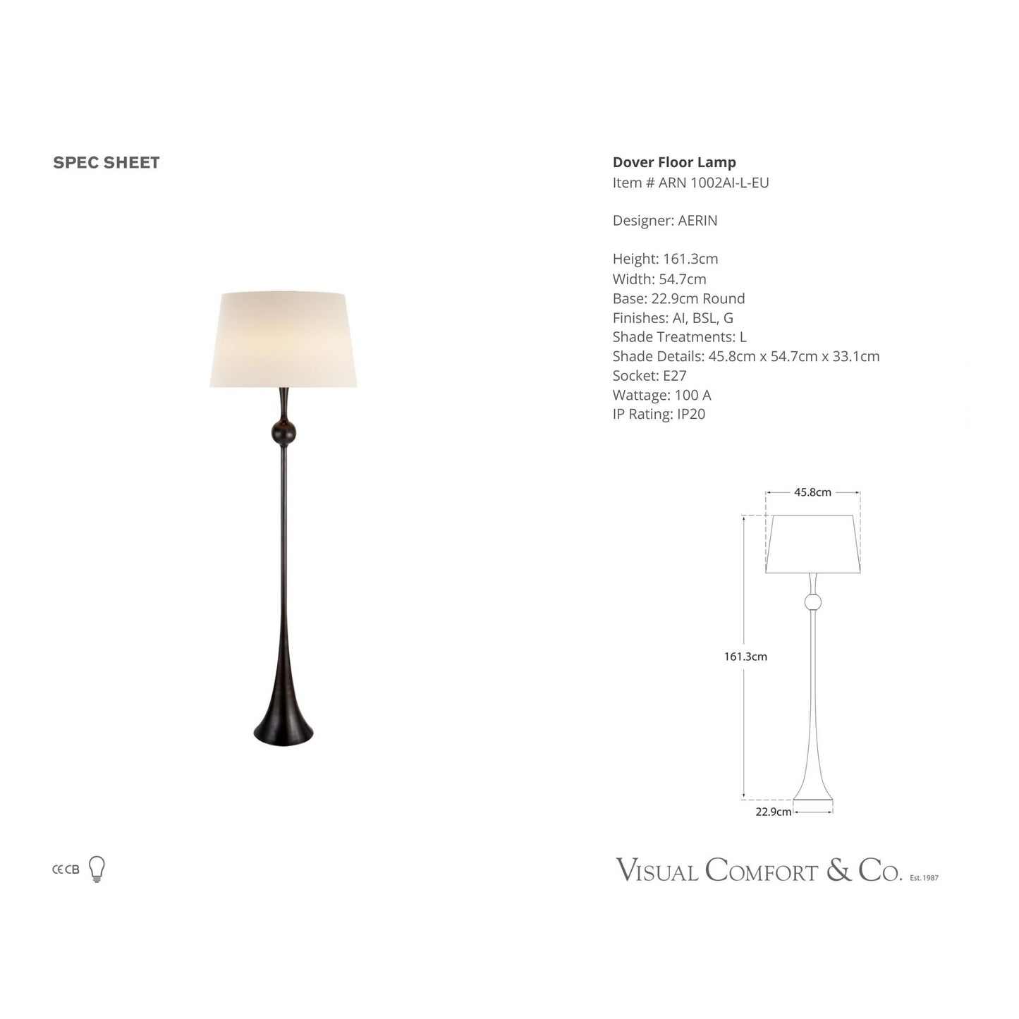 AERIN Dover Floor Lamp - Aged Iron Floor Lamp Bloomingdales Lighting