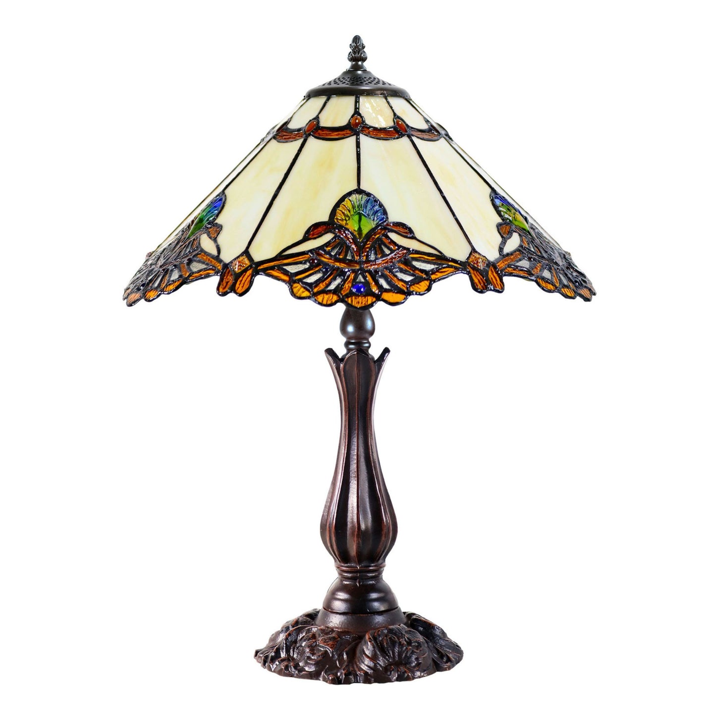 Benita Beige Stained Glass Table Lamp Table Lamp G&G Bros Large