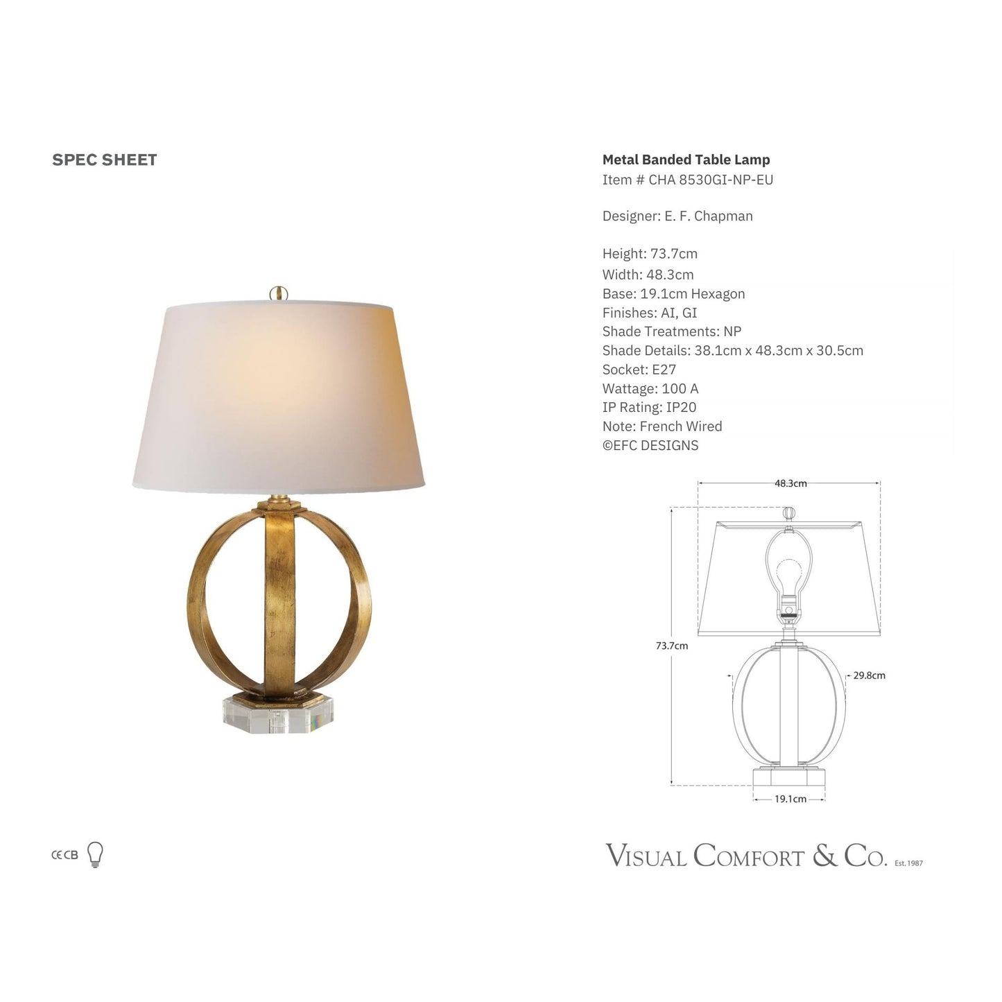 E. F. Chapman Metal Banded Table Lamp Table Lamp Bloomingdales Lighting