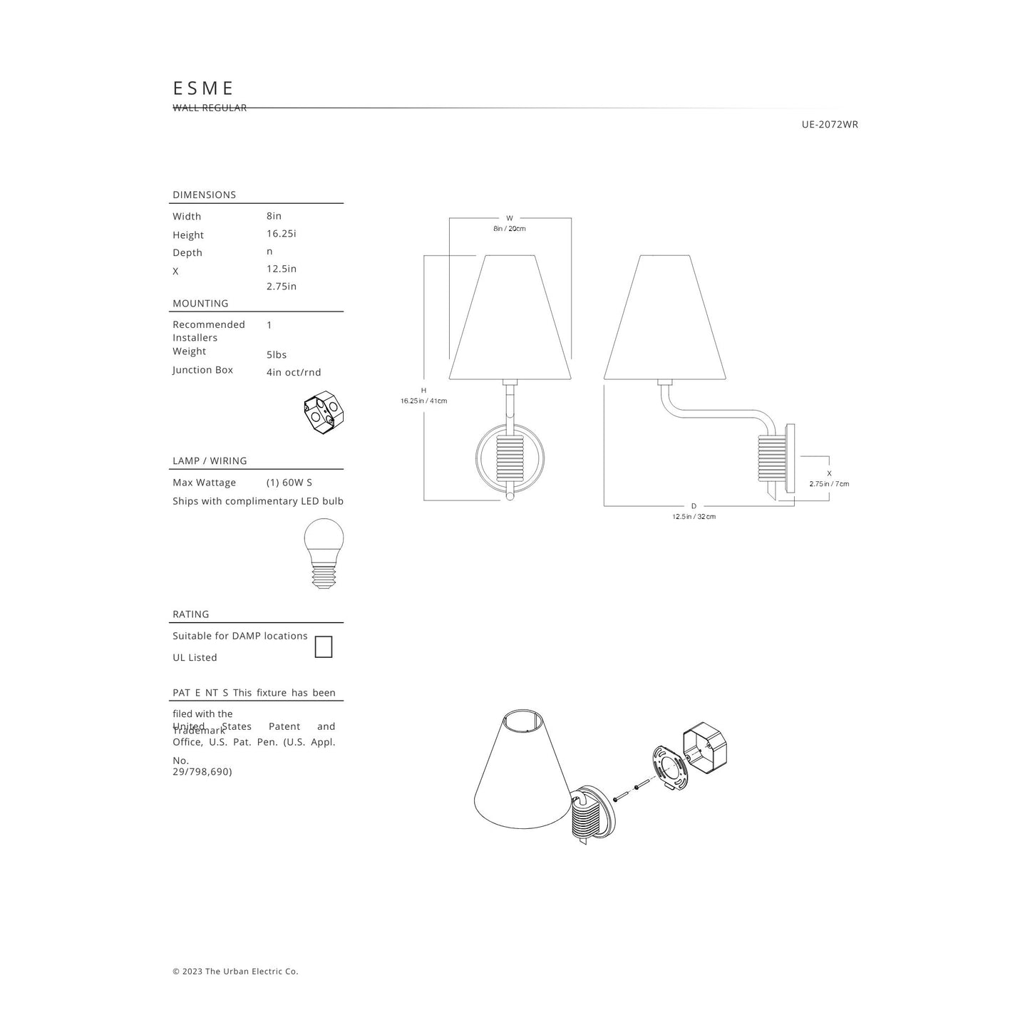 Urban Electric Co. Esme Linen Wall Light - Bronze Wall Light Bloomingdales Lighting
