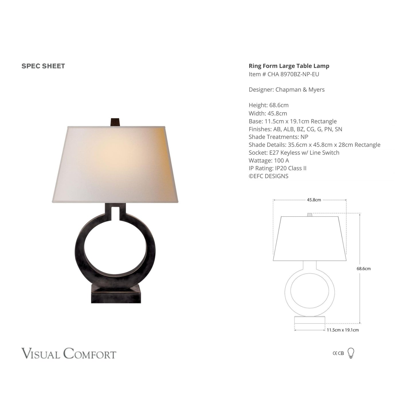 E. F. Chapman Ring Form Large Table Lamp - Bronze Table Lamp Bloomingdales Lighting