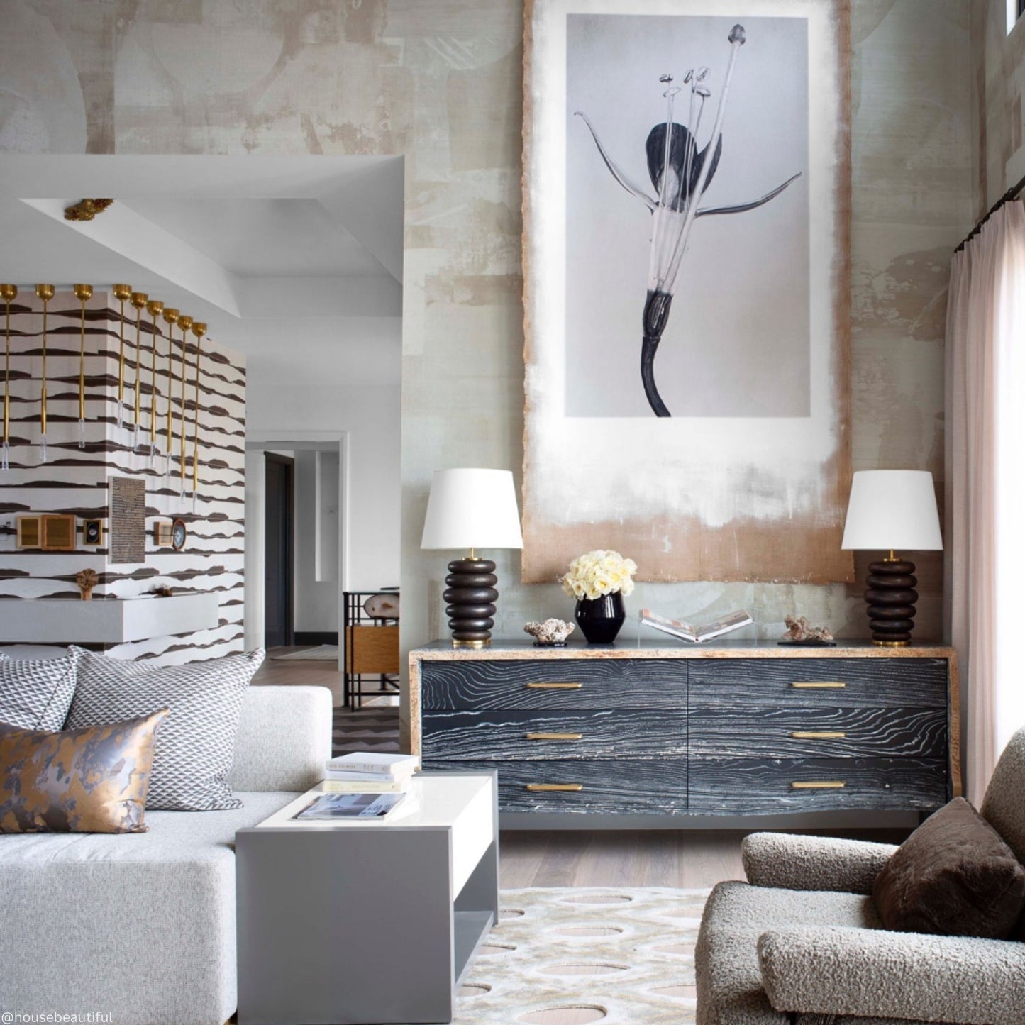 Kelly Wearstler Phoebe Stacked Linen Table Lamp - Bronze Table Lamp Bloomingdales Lighting